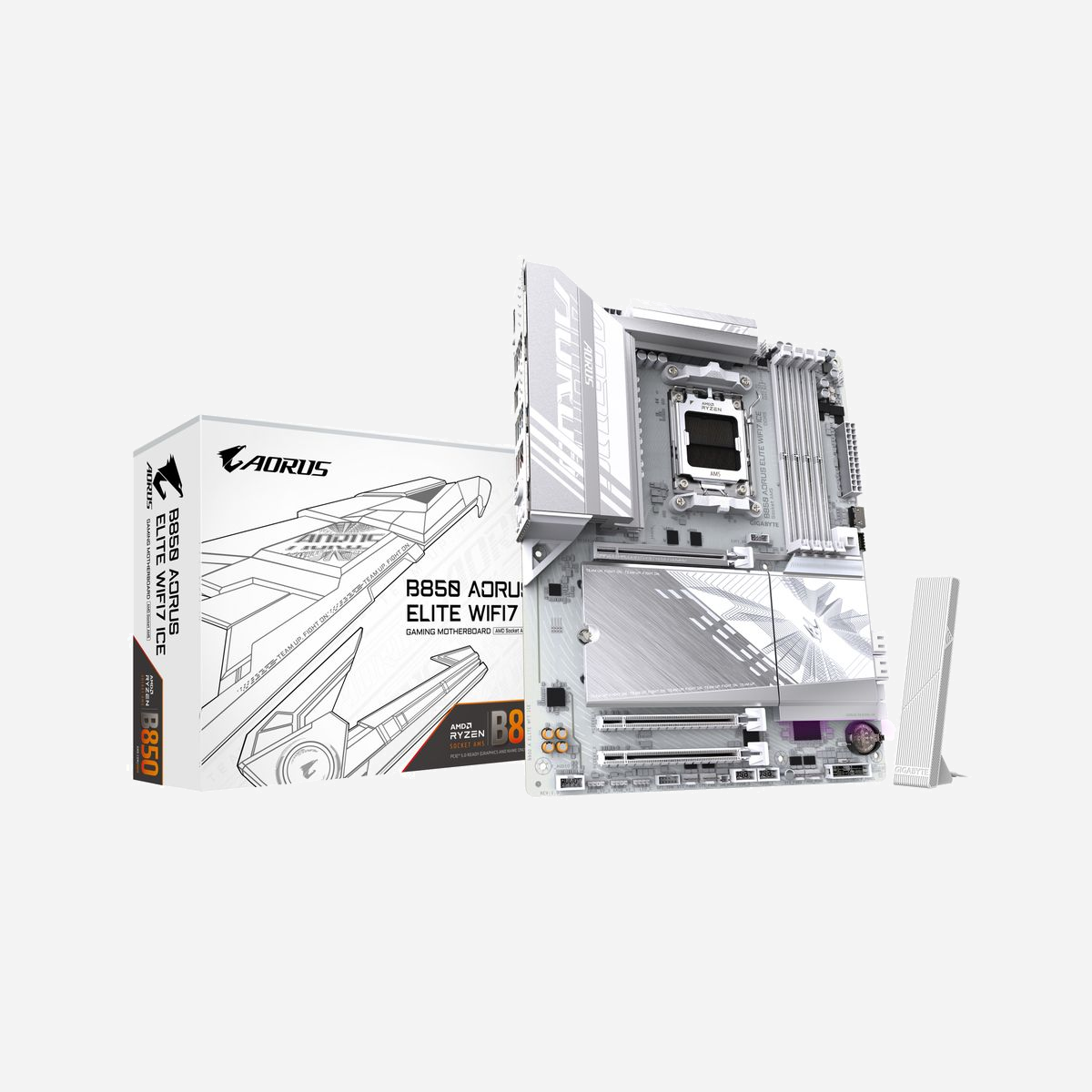 GIGABYTE B850 AORUS ELITE WIFI7 ICE : AMD AM5 Ryzen 9000, DDR5 8200MHz OC, PCIe 5.0 M.2, LAN 2.5GbE, WIFI 7, USB 3.2 Gen 2x2 - Améliorez votre expérience informatique avec les séries de cartes mères renommées de GIGABYTE : AORUS, AERO et GIGABYTE. Dotées de designs innovants et de fonctionnalités avancées, ces cartes offrent des performances et une fiabilité exceptionnelles. Que vous soyez un joueur, un créateur de contenu ou un professionnel, nos séries répondent à vos besoins, en garantissant une qualité sans compromis et une technologie de pointe.