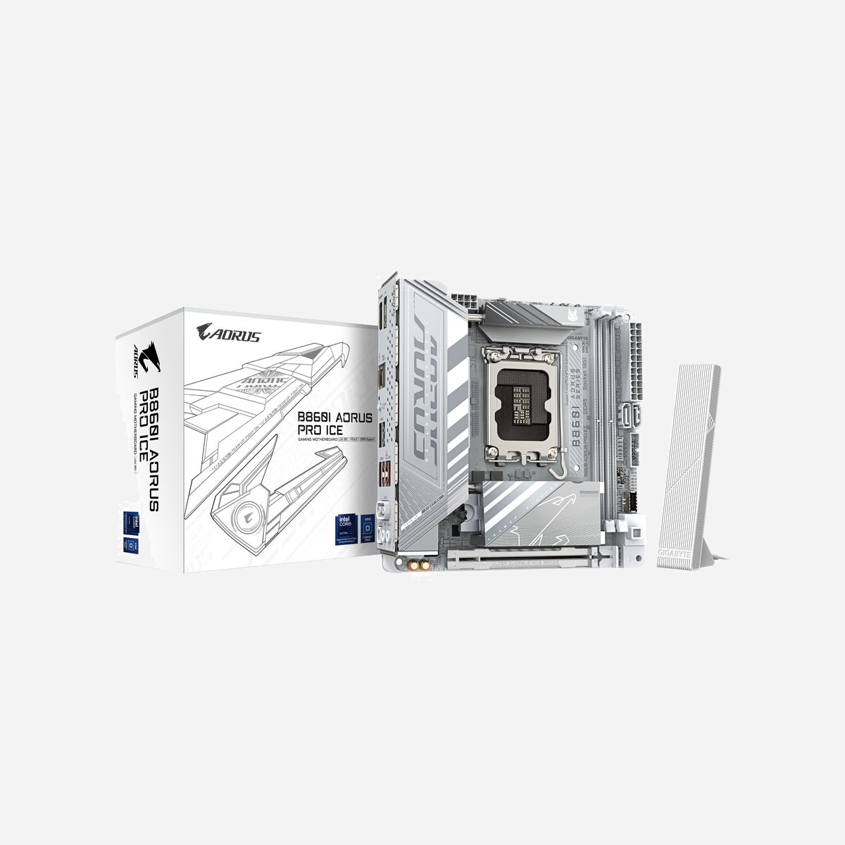 GIGABYTE B860I AORUS PRO ICE : Carte mère Intel Core Ultra LGA 1851, DDR5 jusqu'à 9200MHz, PCIe 5.0 M.2, LAN 2.5GbE, WIFI 7, Thunderbolt 4, Mini-ITX - Améliorez votre expérience informatique avec les séries de cartes mères renommées de GIGABYTE : AORUS, AERO et GIGABYTE. Dotées de designs innovants et de fonctionnalités avancées, ces cartes offrent des performances et une fiabilité exceptionnelles. Que vous soyez un joueur, un créateur de contenu ou un professionnel, nos séries répondent à vos besoins, en garantissant une qualité sans compromis et une technologie de pointe.