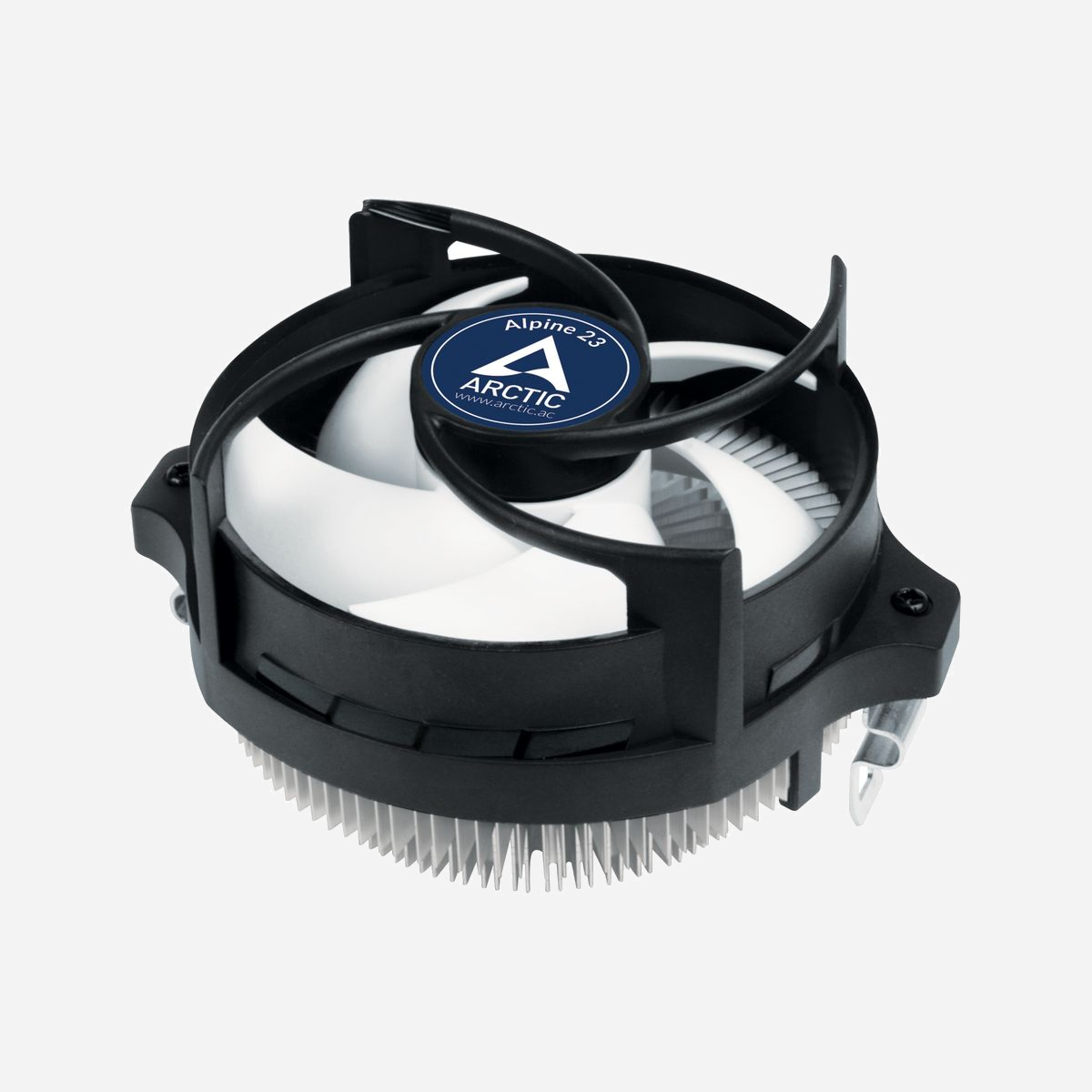 ARCTIC Alpine 23 Refroidisseur CPU AMD Compact - 9cm Aluminium Noir, 100-2000 RPM, 0.3 Sone, Roulement FDB, AM4/AM5, 98.6x121x65mm - ARCTIC Alpine 23 - Compact AMD CPU-Cooler. Type: Refroidisseur d'air, Diamètre du ventilateur: 9 cm, Vitesse de rotation (min): 100 tr/min, Vitesse de rotation (max): 2000 tr/min, Niveau de bruit: 0,3 sone, Type de roulement: Palier à dynamique des fluides (FDB). Tension: 12 V. Largeur: 98,6 mm, Profondeur: 121 mm, Hauteur: 65 mm. Couleur du produit: Aluminium, Noir