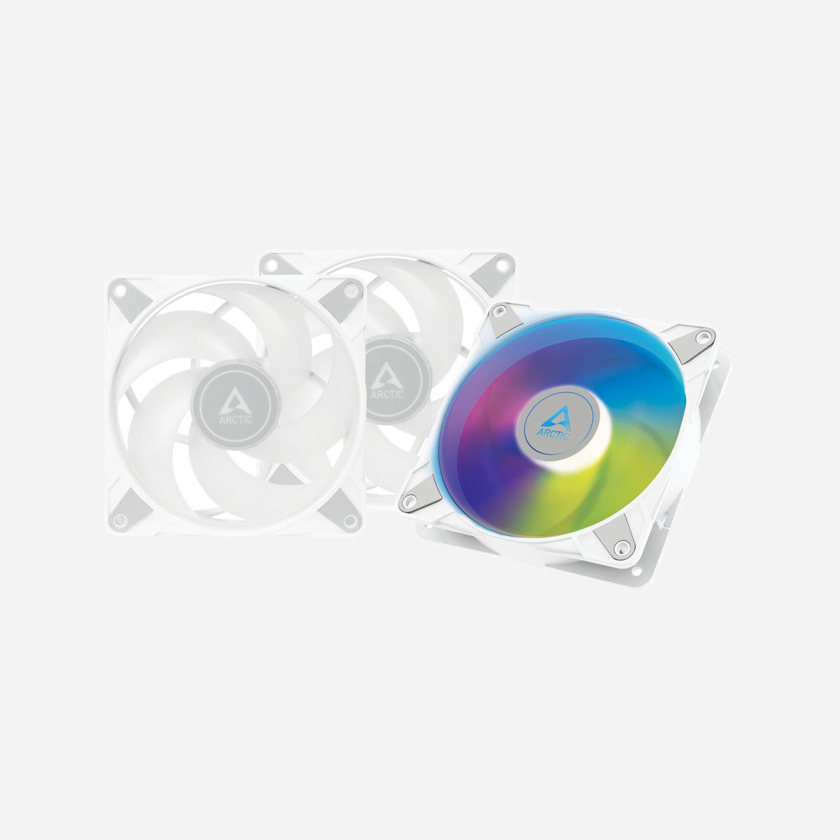 ARCTIC P12 PWM PST A-RGB 0dB Ventilateur 120mm Boîtier PC, 0-2000 RPM, 82.91 m³/h (48.8 CFM), FDB, A-RGB, 4-Pin, Blanc, Kit x3 + Contrôleur - ARCTIC P12 PWM PST A-RGB 0dB. Type: Ventilateur, Diamètre du ventilateur: 12 cm, Vitesse de rotation (min): 0 tr/min, Vitesse de rotation (max): 2000 tr/min, Flux d'air: 82,91 m³/h, Type de roulement: Palier à dynamique des fluides (FDB). Tension: 12 V. Largeur: 120 mm, Profondeur: 120 mm, Hauteur: 25 mm. Couleur du produit: Blanc