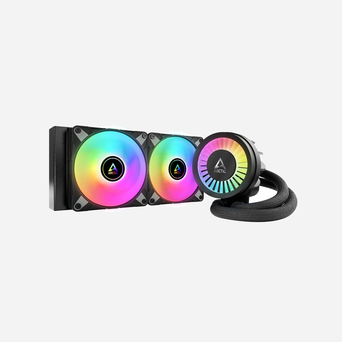 ARCTIC Liquid Freezer III 280 A-RGB - Refroidisseur liquide CPU - 2x140mm - 117.06 m³/h - Socket Intel LGA1700/1851 & AMD AM4/AM5 - ARCTIC Liquid Freezer III 280 A-RGB. Type: Refroidisseur de liquide tout-en-un, Diamètre du ventilateur: 14 cm, Flux d'air: 117,06 m³/h, Type de roulement: Palier à dynamique des fluides (FDB). Couleur du produit: Noir