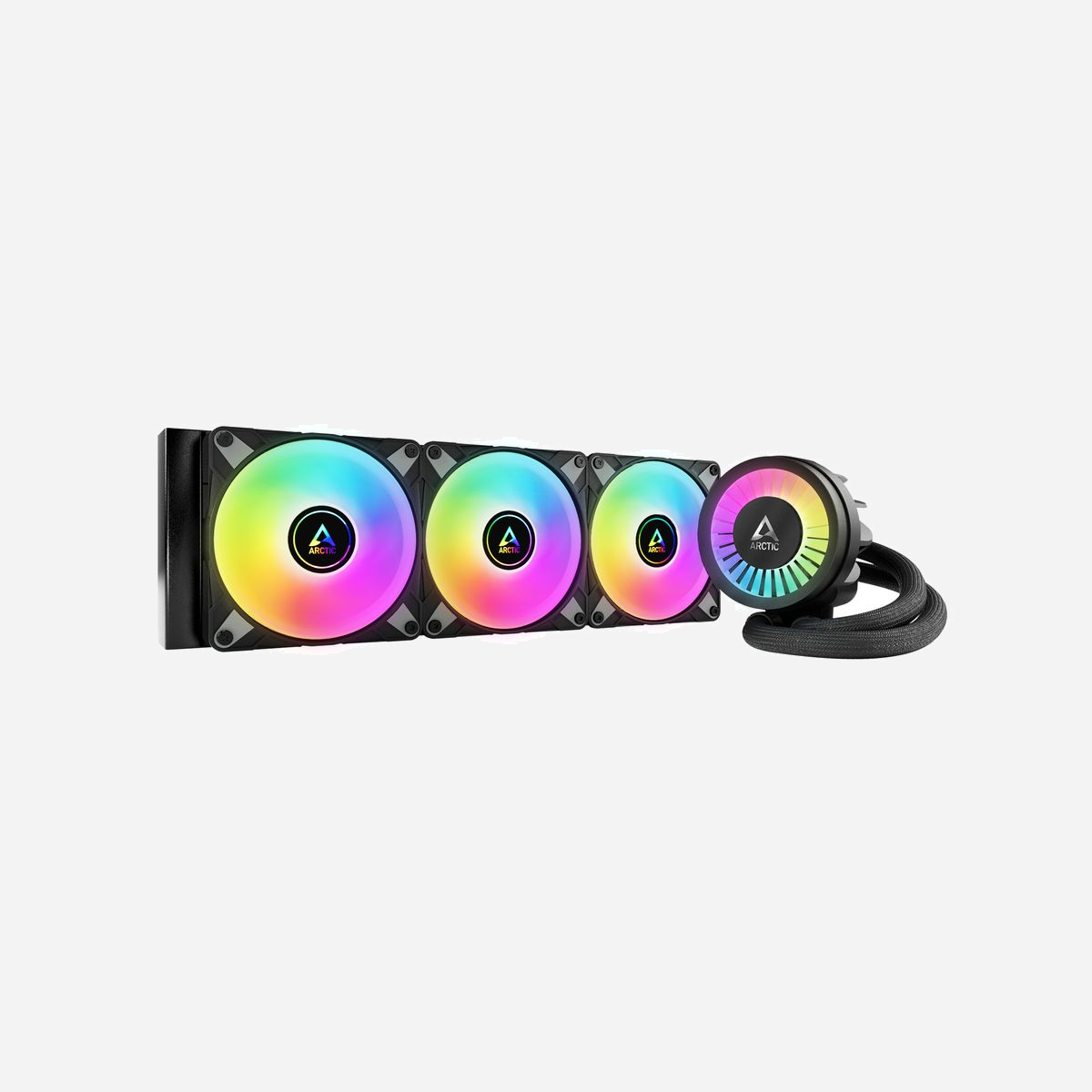 ARCTIC Liquid Freezer III 360 A-RGB - Watercooling CPU - 3x120mm PWM - 82.91 m³/h - Socket Intel LGA1700/1851 & AMD AM4/AM5 - Noir - ARCTIC Liquid Freezer III 360 A-RGB. Type: Refroidisseur de liquide tout-en-un, Diamètre du ventilateur: 12 cm, Flux d'air: 82,91 m³/h, Type de roulement: Palier à dynamique des fluides (FDB). Couleur du produit: Noir
