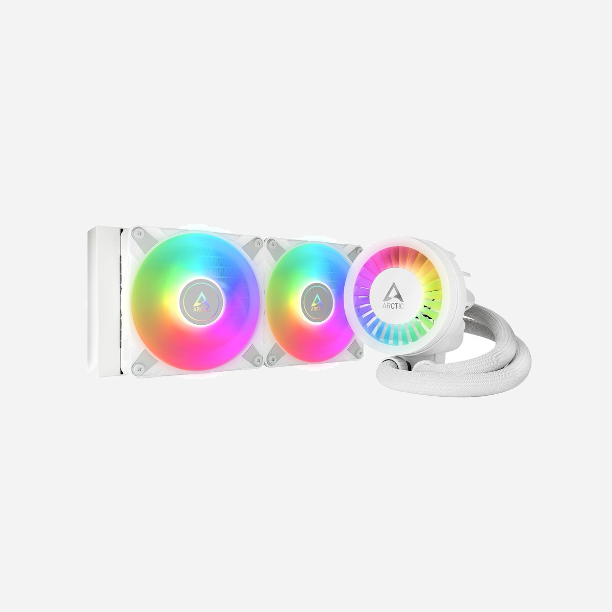 ARCTIC Liquid Freezer III 240 A-RGB - Refroidisseur liquide AIO 2x120mm - Compatible Intel LGA1851/1700 & AMD AM5/AM4 - Radiateur 277mm Blanc - ARCTIC Liquid Freezer III 240 A-RGB. Type: Refroidisseur de liquide tout-en-un, Diamètre du ventilateur: 12 cm, Flux d'air: 82,91 m³/h, Type de roulement: Palier à dynamique des fluides (FDB). Couleur du produit: Blanc