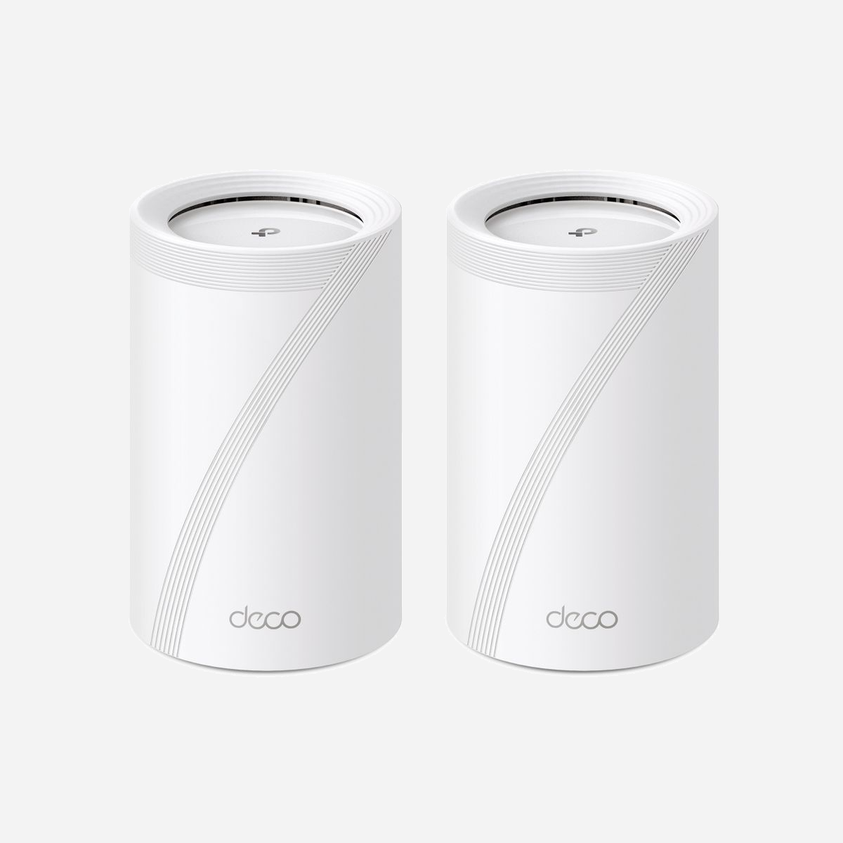 TP-Link Deco BE65 (2-Pack) Système Mesh Tri-bande Wi-Fi 7 (802.11be) 11000 Mbps, 4 antennes internes, Ports Ethernet, Compatible Amazon Alexa & Google Assistant - TP-Link Deco BE65. Couleur du produit: Blanc, Type d'antenne: Interne, Type de produit: Système maillé. Bande Wi-Fi: Tri-bande (2,4 GHz / 5 GHz / 6 GHz), Norme Wi-Fi: Wi-Fi 7 (802.11be), Débit de transfert des données WLAN (max): 11000 Mbit/s. Assistant virtuel: Amazon Alexa & Google Assistant, Services Cloud pris en charge: TP-Link ID, Fonctions contrôle parental: Heure du coucher, Profils personnalisés, Family online time ranking, Temps en famille, Off time,.... Certification: CE, FCC, RoHS. Largeur: 107,5 mm, Profondeur: 107,5 mm, Hauteur: 176 mm