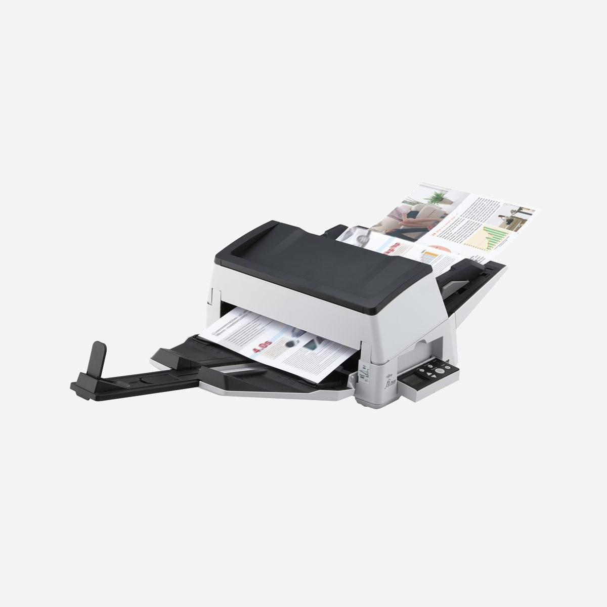 Ricoh fi-7600 Scanner A3 ADF/Manuel 600 DPI, 100 ppm/200 ipm, Dual CCD, Chargeur 300 feuilles, USB 3.2, Windows, ENERGY STAR - Ricoh fi-7600. Surface maximal de numérisation: 304,8 x 5588 mm, Résolution de numérisation optique: 600 x 600 DPI, Profondeur d'affichage de sortie de couleur: 24 bit. Type de scanner: Numériseur chargeur automatique de documents (adf) + chargeur manuel, Couleur du produit: Noir, Blanc, Écran: LCD. Type de capteur: Dual CCD, Cycle de fonctionnement par jour (max): 44000 pages, Source lumineuse: LED blanche (4x). Capacité du chargeur automatique de documents: 300 feuilles. Taille de papier de série A ISO maximum: A3, Prise en charge des types de numérisation de support: Enveloppes, Papier ordinaire, Papier plastifié, Papier fin, ISO, Format Series A (A0...A9): A3, A3+, A4, A5, A6, A7, A8