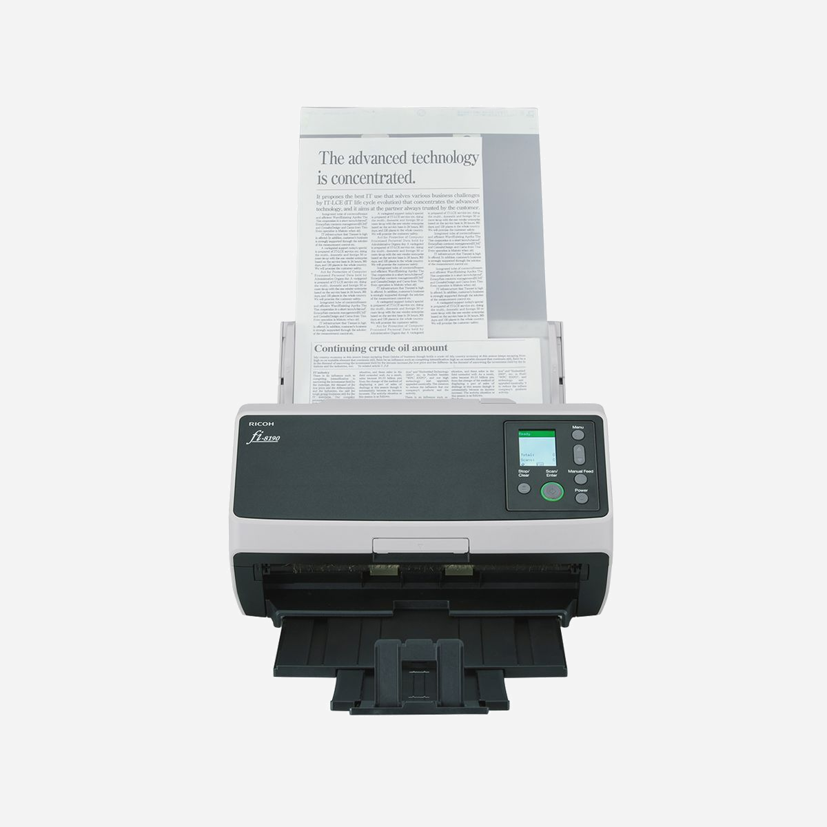 Ricoh fi-8190 Scanner ADF/Manuel A4 600 DPI Dual CIS, 90 ppm, USB 3.2, Ethernet, 20-465 g/m², JPEG/PDF/PNG/TIFF, Compatible Windows/macOS/Linux - Résultat de l’évolution des principaux scanners professionnels, le fi-8190 offre une technologie de pointe conçue pour relever les défis d'aujourd'hui et favoriser la création de valeur.<br><br>Notre technologie révolutionnaire PFU Clear Image Capture produit une qualité d'image supérieure à celle des autres technologies existantes, ce qui se traduit par des taux de précision d'OCR parmi les plus élevés du secteur. Le logiciel PaperStream IP optimise les fichiers de sortie pour des opérations plus rapides et moins coûteuses. Le fi-8190 peut facilement prendre en charge une large typologie de documents - de 20 à 465 g/m², cartes ou livrets de famille jusqu'à 7 mm d'épaisseur.<br><br>Grâce à 32 nouveaux brevets ǂ, les innovations que nous avons apportées à cette solution de numérisation, parmi les plus fiables au monde, constituent un produit fiable et robuste. Vous pourrez bénéficier d’une consommation d'énergie réduite et d’un contrôle de séparation automatique des feuilles de dernière génération, qui permet d'obtenir une alimentation parfaite en permanence. Parallèlement, ce scanner combine la protection intelligente du papier (ISoP) et la première technologie au monde de contrôle de l'image, pour capturer et protéger en toute sécurité les passeports, les livrets de famille lors de la numérisation de lots mixtes.<br><br>Avec un chargeur automatique de documents de 100 feuilles et une vitesse de numérisation maximale en recto-verso de 90 ppm (180ipm), combinés à de nombreuses fonctionnalités, la série fi-8190 offre une productivité inédite. Le contrôle de l’overscan et la détection améliorée du multifeed évitent les arrêts dus aux erreurs d'alimentation, aux bourrages ou aux erreurs de détection, tandis que le classement après numérisation est également plus rapide. Grâce au tri automatique en cas de différents types de documents, au temps de démarrage rapide et à la surveillance et la gestion centralisées du scanner à distance, les utilisateurs bénéficient d'un fonctionnement ininterrompu et d'une expérience utilisateur inédite.<br><br>L'avantage stratégique à long terme devient également une réalité. L'intelligence organisationnelle est améliorée par la capture évolutive et automatisée d'ensembles de données plus riches et plus diversifiés, ce qui fait de le fi-8190 le partenaire idéal pour soutenir l'évolution du parcours de transformation numérique, des premières étapes aux étapes avancées.<br><br><b>Une conception qui redéfinit les standards du marché<br>PFU Clear Image Capture</b><br>PFU Clear Image Capture est une technologie optique propriétaire innovante et est désormais disponible sur le fi-8190. Le rendu d'image fidèle et la prévention du décalage des couleurs permettent d'obtenir des taux de précision de l'OCR et une qualité d'image qui dépassent les capacités du CIS ou du CCD standard. De plus, grâce à l’efficacité de cette technologie, la consommation d'énergie est réduite lors de chaque numérisation. Il permet également de capturer une large gamme de types de documents de 20 à 465 g/m², y compris les enveloppes A4, les cartes, les passeports ou les livrets jusqu'à 7 mm d'épaisseur.<br><br><b>Une technologie fiable<br>Contrôle de séparation automatique</b><br>Notre contrôle de séparation automatique brevetéǂ assure un débit fluide, de sorte que les organisations peuvent numériser des volumes de documents importants et des lots de documents mixtes en toute confiance. En détectant le poids des documents, en adaptant et en s’ajustant automatiquement au format, les erreurs d'alimentation et les interruptions de numérisation sont éliminées. Cela garantit la stabilité de l'alimentation même avec des documents hétérogènes et évite aux utilisateurs de perdre du temps à les trier. Le chargeur automatique de documents (ADF), avec sa capacité de 100 feuilles et sa rapidité accrue, offre aux collaborateurs une numérisation plus efficace à haut débit.<br><br><b>Protection du papier à la pointe de l'industrie</b><br>Le fi-8190 protège les documents contre les dommages grâce à une technologie innovante. La fonction brevetéeǂ Image Monitoring identifie en temps réel les documents trop inclinés et interrompt le processus de numérisation avant qu'ils ne soient endommagés. La technologie Intelligent Sonic Paper Protection fait de même s'il détecte des bruits d'alimentation anormaux La fonction lag detection permet quant à elle de s'assurer que les documents s'alimentent à la vitesse prévue.<br><br><b>Maîtrise spécifique de la capture de passeport</b><br>Le mécanisme d'alimentation brevetéǂ assure une capture sûre des passeports avec feuille de protection, tandis que la reconnaissance MRZ garantit un traitement toujours précise des données personnelles.<br><br><b>Une productivité inédite pour répondre à des besoins concrets<br>Détection améliorée de l'alimentation multiple</b><br>Les arrêts inutiles dans le processus de numérisation sont éliminés en reconnaissant et en ignorant automatiquement les cartes plastifiées, les étiquettes et les petites pièces jointes prédéfinies. Cette technologie brevetéeǂ est une évolution par rapport à la détection standard d'alimentation multiple qui s'arrête lorsque tout ce qui dépasse une seule feuille est identifié pendant l'alimentation.<br><br><b>Haute vitesse, haut débit</b><br>Avec un temps de démarrage rapide et une vitesse de numérisation de 90 ppm en recto-verso, la fi-8190 offre un processus de numérisation très efficace pour une productivité optimale des groupes de travail. L'intégration de la connectivité USB 3.2 et gigabit LAN permet également un transfert rapide des fichiers.<br><br><b>Contrôle de l'overscan</b><br>Ajustement automatique de la zone de numérisation pour éviter la perte d'image sur les documents de travers, éliminant ainsi le besoin de re-numériser. Trois capteurs positionnés avec précision détectent les bords du document et ajustent la zone de numérisation en conséquence pour s'adapter au document, même s'il a été inséré dans un angle oblique. Les utilisateurs peuvent scanner en toute sécurité, sachant que le document entier sera numérisé à chaque fois et qu'aucune partie de l'image ne sera jamais perdue.<br><br><b>Rouleaux en uréthane</b><br>Les rouleaux en uréthane résistent à l'absorption d'huile provenant du papier autocopiant, contrairement aux rouleaux en caoutchoucs EPDM qui peuvent gonfler et affecter l’alimentation. Le maintien des rouleaux en uréthane permet d'éviter les erreurs d'alimentation et les bourrages pour une alimentation constante.<br><br><b>Bac de réception</b><br>Le support d'empilement ergonomique du bac de réception éjecte proprement les documents numérisés pour un classement post-numérisation plus rapide et plus facile.<br><br>ǂ brevet en instance