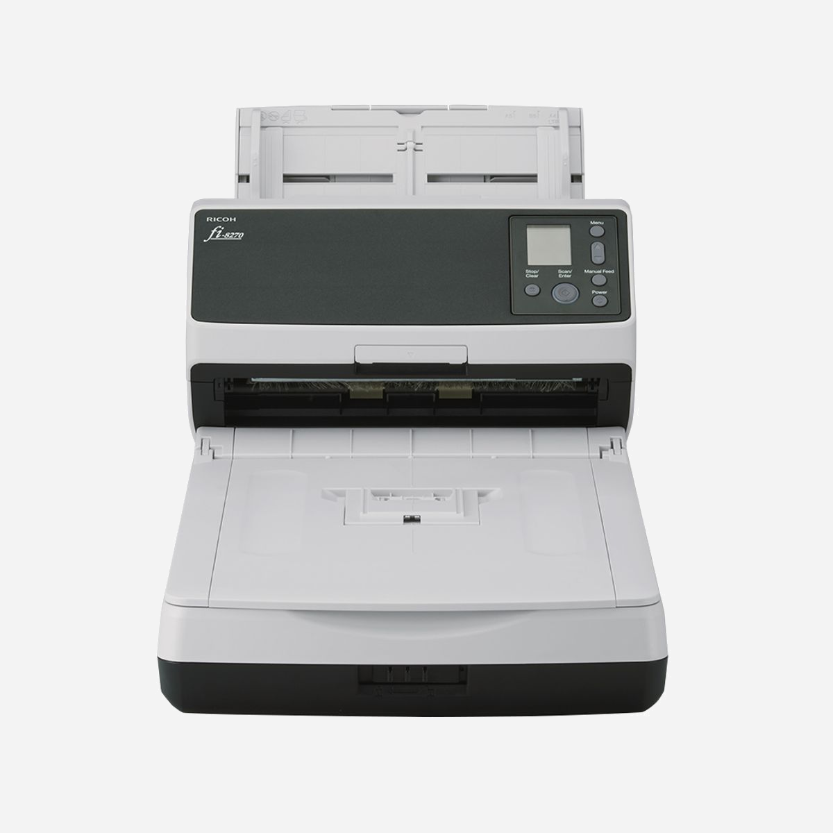 Ricoh fi-8270 Scanner ADF/Manuel 600DPI A4, Dual CIS/CCD, 70ppm/140ipm, USB 3.2, Ethernet, PaperStream IP, TWAIN/ISIS, Détection pages vierges - <b>Une conception qui redéfinit les standards du marché</b><br><br><b>PFU Clear Image Capture</b><br>PFU Clear Image Capture est une technologie propriétaire innovante et est désormais disponible sur la série fi-8000. Le rendu d'image fidèle et la prévention du décalage des couleurs permettent d'obtenir des taux de précision de l'OCR et une qualité d'image qui dépassent les capacités du CIS ou du CCD standard. De plus, grâce à l’efficacité de cette technologie, la consommation d'énergie est réduite lors de chaque numérisation. Le PFU Clear Image Capture permet également de capturer une large gamme de types de documents de 20 à 465 g/m², y compris les enveloppes A4, les cartes, les passeports ou les livrets jusqu'à 7 mm d'épaisseur. <br><br><b>Une technologie fiable </b><br><br><b>Contrôle de séparation automatique</b><br>Notre contrôle de séparation automatique breveté assure un débit fluide, de sorte que les organisations peuvent numériser des volumes de documents importants et des lots de documents mixtes en toute confiance. En détectant le poids des documents, en adaptant et en s’ajustant automatiquement au format, les erreurs d'alimentation et les interruptions de numérisation sont éliminées. Cela garantit la stabilité de l'alimentation même avec des documents hétérogènes et évite aux utilisateurs de perdre du temps à les trier. Le chargeur automatique de documents (ADF), avec sa capacité de 100 feuilles et sa rapidité accrue, offre aux collaborateurs une numérisation plus efficace à haut débit.<br><br><b>Protection du papier à la pointe de l'industrie</b><br>La série fi-8000 protège les documents contre les dommages grâce à une technologie innovante. La fonction brevetée Image Monitoring identifie en temps réel les documents trop inclinés et interrompt le processus de numérisation avant qu'ils ne soient endommagés. La technologie Intelligent Sonic Paper Protection fait de même s'il détecte des bruits d'alimentation anormaux (à l'exception des modèles fi-8150, fi-8250). La fonction lag detection permet quant à elle de s'assurer que les documents s'alimentent à la vitesse prévue. <br><br><b>Maîtrise spécifique de la capture de passeport </b><br>Le mécanisme d'alimentation breveté assure une capture sûre des passeports sans feuille de protection†, tandis que la reconnaissance MRZ garantit un traitement toujours précise des données personnelles.<br><br><b>Une productivité inédite pour répondre à des besoins concrets </b><br><br><b>Détection améliorée de l'alimentation multiple</b><br>Les arrêts inutiles dans le processus de numérisation sont éliminés en reconnaissant et en ignorant automatiquement les cartes plastifiées, les étiquettes et les petites pièces jointes prédéfinies. Cette technologie brevetée est une évolution par rapport à la détection standard d'alimentation multiple qui s'arrête lorsque tout ce qui dépasse une seule feuille est identifié pendant l'alimentation.<br><br><b>Haute vitesse, haut débit</b><br>Avec un temps de démarrage rapide et une vitesse de numérisation de 90 ppm en recto-verso, la série fi-8000 offre un processus de numérisation très efficace pour une productivité optimale des groupes de travail. L'intégration de la connectivité USB 3.2 et gigabit LAN permet également un transfert rapide des fichiers.<br><br><b>Contrôle de l'overscan*</b><br>Ajustement automatique de la zone de numérisation pour éviter la perte d'image sur les documents de travers, éliminant ainsi le besoin de re-numériser. Trois capteurs positionnés avec précision détectent les bords du document et ajustent la zone de numérisation en conséquence pour s'adapter au document, même s'il a été inséré dans un angle oblique. Les utilisateurs peuvent scanner en toute sécurité, sachant que le document entier sera numérisé à chaque fois et qu'aucune partie de l'image ne sera jamais perdue. *À l'exception des modèles fi-8150, fi-8250.<br><br><b>Rouleaux en uréthane</b><br>Les rouleaux en uréthane résistent à l'absorption d'huile provenant du papier autocopiant, contrairement aux rouleaux en caoutchoucs EPDM qui peuvent gonfler et affecter l’alimentation. Le maintien des rouleaux en uréthane permet d'éviter les erreurs d'alimentation et les bourrages pour une alimentation constante. <br><br><b>Bac de réception</b><br>Le support d'empilement ergonomique du bac de réception éjecte proprement les documents numérisés pour un classement post-numérisation plus rapide et plus facile.<br><br><b>Des logiciels qui améliorent l'efficacité et la productivité</b><br><br><b>PaperStream IP</b><br>Un logiciel pilote qui nettoie et optimise les fichiers image, pour un accès et un stockage plus rapides, et moins coûteux.<br><br><b>Pilote de scanner compatible TWAIN et ISIS</b><br>- Fonctionnalités d’amélioration de l’image dernier cri intégrées<br>- Reconnaissance de codes à barres et de Patch code<br>- Profils de numérisation prédéfinis et personnalisés pour les tâches courantes<br>- Aide l’utilisateur lorsque cela est nécessaire avec un guidage visuel grâce à la fonction « numérisation assistée »<br>- Recadrage automatique, correction d’alignement automatique, détection automatique des couleurs, detection et suppression automatique des pages blanches<br><br><b>PaperStream Capture</b><br>Rationalise et automatise la capture dans les flux de travail.<br><br><b>PaperStream ClickScan</b><br>Numérisation ad hoc en un clic.<br><br><b>Scanner Central Admin</b><br>Jusqu’à 1 000 scanners gérés à distance et en temps réel.<br><br><b>PaperStream IP Net </b><br>Pour des architectures de capture flexibles et adaptables<br><br><b>PaperStream NX Manager</b> <br>Pour une capture centralisée et basée sur un serveur.