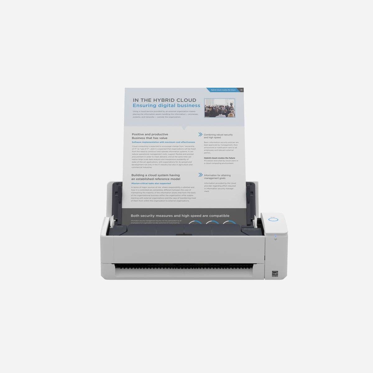 Ricoh ScanSnap iX1300 - Scanner ADF A4 600 DPI - 30 ppm Recto-Verso - Chargeur 20 feuilles - Wi-Fi - USB 2.0/3.2 - Blanc - PA03805-B001 - Bien qu’étant compact, le ScanSnap iX1300 est le plus pratique des scanners ScanSnap à ce jour et a un fort impact sur le travail quotidien.<br>Il vous permet d'optimiser votre productivité personnelle et s'adapte à vos besoins, à n'importe quel espace de travail, que vous travailliez à domicile ou au bureau.<br><br><b>Un petit scanner pour de grandes capacités</b><br><br><b>S’adapte à vos besoins et à tous les espaces de travail</b><br>Plus que jamais, nos modes de travail évoluent rapidement, et nous pouvons tous être amenés à travailler dans des espaces restreints et de nouveaux environnements. <br>Intelligent et ultra-compact, l'iX1300 est conçu pour s'adapter à n'importe quel bureau ou espace de travail à domicile et vous aide à rester productif où que vous soyez.<br><br><b>Simple, pratique et efficace</b><br>Le bac d’alimentation papier de l'iX1300 a été conçu pour occuper le moins d’espace possible, ce qui en fait notre plus petit scanner de bureau à ce jour. La connectivité Wi-Fi instantanée et la numérisation sans PC vers ScanSnap Cloud permettent créent une méthode de travail plus intelligente.<br>L'iX1300 est doté de fonctions permettant de gagner du temps et en efficacité; sans temps de préchauffage, vous êtes prêt à travailler en quelques secondes. De plus, la fonction Return Path vous permet de numériser instantanément des feuilles individuelles sans même ouvrir le couvercle. Enfin, grâce à un chargeur de 20 feuilles et une vitesse de 30 pages recto-verso par minute, la numérisation s’effectue en un clin d’œil.<br>Le logiciel intuitif ScanSnap Home (inclus) vous aide à convertir facilement vos documents en fichiers numériques pour en exploiter tout le potentiel. Il vous permet de mieux gérer les tâches administratives afin que vous puissiez vous concentrer sur ce qui a le plus de valeur.<br>Notre scanner le plus pratique à ce jour offre de nombreuses perspectives quant à la productivité personnelle. L'iX1300 vous permet d’exploiter tout le potentiel du papier pour vous et votre entreprise.<br><br><b>La productivité en toute simplicité</b><br><br><b>Balayage recto-verso</b><br>Avec ScanSnap, vous n'avez pas besoin d’avoir des compétences en informatique - il vous suffit d'appuyer sur un bouton. Et, avec l’iX1300, vous n'avez même pas besoin d'ouvrir le couvercle.<br>Le mécanisme de balayage recto-verso signifie que vous pouvez instantanément numériser une feuille ou une brochure jusqu'à 2 mm d'épaisseur, simplement en les introduisant et en appuyant sur le bouton de numérisation.<br><br><b>Bac d'alimentation papier incurvé</b><br>L'iX1300 est notre scanner de bureau le plus compact. Son format très réduit est dû à l'alimentation en U, qui évite de déplacer des objets autour de l’appareil pour faire de la place au bac à papier lorsque vous devez numériser plusieurs feuilles – un gain de temps et d’espace.<br><br><b>Connectivité Wi-Fi</b><br>La connectivité Wi-Fi instantanée et la numérisation sans PC vous permettent de configurer rapidement l'iX1300 et de numériser directement vers vos services cloud préférés ou notre application mobile. Vous pouvez toujours numériser directement vers votre PC.<br><br><b>Fichiers de sortie standard et modifiables</b><br>Boostez votre productivité grâce à l’enregistrement de vos documents sous différents formats, notamment en PDF et PDF consultable, en fichiers MS Word, Excel et PowerPoint modifiables ou en JPEG. Une fonction pratique qui offre une grande souplesse pour travailler à partir de vos fichiers numériques. <br><br><b>Boostez votre efficacité</b><br><br><b>Numérisation rapide de plusieurs feuilles</b><br>L'efficacité est une priorité quotidienne incontournable et l'iX1300 est à la hauteur de ce défi. <br>Avec une vitesse de numérisation impressionnante de 30 pages recto-verso par minute et un chargeur automatique de documents pouvant contenir jusqu'à 20 feuilles, vous pouvez numériser tout ce que vous voulez en un clin d’œil et consacrer plus de temps aux choses qui comptent pour vous.<br><br><b>Étiquetage personnalisé des fichiers</b><br>Grâce au marquage personnalisé des fichiers, vous pouvez ajouter vos propres balises aux fichiers numérisés en un minimum de temps, ce qui vous permet de les rechercher, de les trouver et de les récupérer plus facilement et plus rapidement par la suite.<br><br><b>Logiciel intuitif ScanSnap Home</b><br>Le logiciel intuitif ScanSnap Home (inclus) permet de convertir rapidement et facilement vos documents en fichiers numériques, en exploiter tout le potentiel et offrir un meilleur contrôle pour vous concentrer sur ce qui a le plus de valeur.<br>De la classification automatique en fonction du type de document, à l'optimisation de l'image et à la distribution finale des fichiers, en passant par l'aide à la gestion et à l'édition des données numérisées à partir de documents, de reçus, de cartes de visite, de photos, etc., ScanSnap Home se charge de tout organiser et détermine ce dont vous avez besoin.<br><br><b>Expérience utilisateur</b><br><br><b>Configuration simple</b> <br>Avec l'iX1300, il n'y a pas de paramètres complexes ou de protocoles TWAIN à gérer. La configuration facile via le Wi-Fi ou à partir d'un téléphone portable offre une expérience pensée pour l’utilisateur.<br><br><b>Pas de temps de préchauffage</b><br>Lorsque vous avez quelque chose à numériser, vous souhaitez le faire rapidement et sans perdre de temps.<br>En plus de l'expérience de numérisation via une touche unique, système emblématique de ScanSnap apprécié des utilisateurs, l'iX1300 n'a pas besoin de temps de préchauffage et possède un processus de numérisation rationalisé qui vous permet d’effectuer le processus de numérisation en seulement deux ou trois étapes.