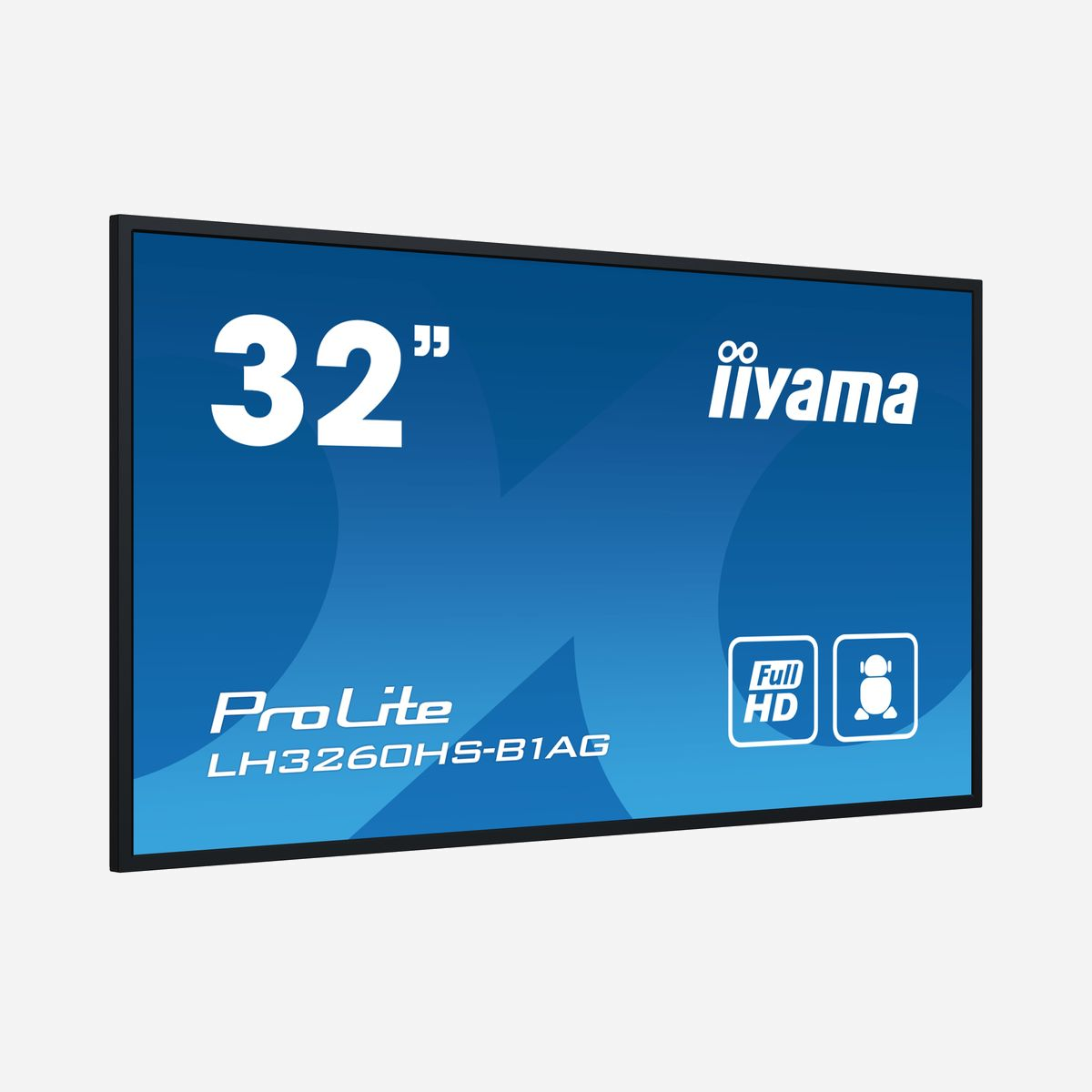 iiyama LH3260HS-B1AG Écran LED 31.5" Full HD 1920x1080 500cd/m² WiFi Android 11 Processeur ARM Cortex-A53 16Go 24/7 - iiyama LH3260HS-B1AG. Conception du produit: Carte A numérique. Taille de l'écran: 80 cm (31.5"), Technologie d'affichage: LED, Résolution de l'écran: 1920 x 1080 pixels, Luminosité de l'écran: 500 cd/m², Type HD: Full HD. Wifi. horaires de service (heures/jours): 24/7. Système d'exploitation installé: Android 11. Couleur du produit: Noir