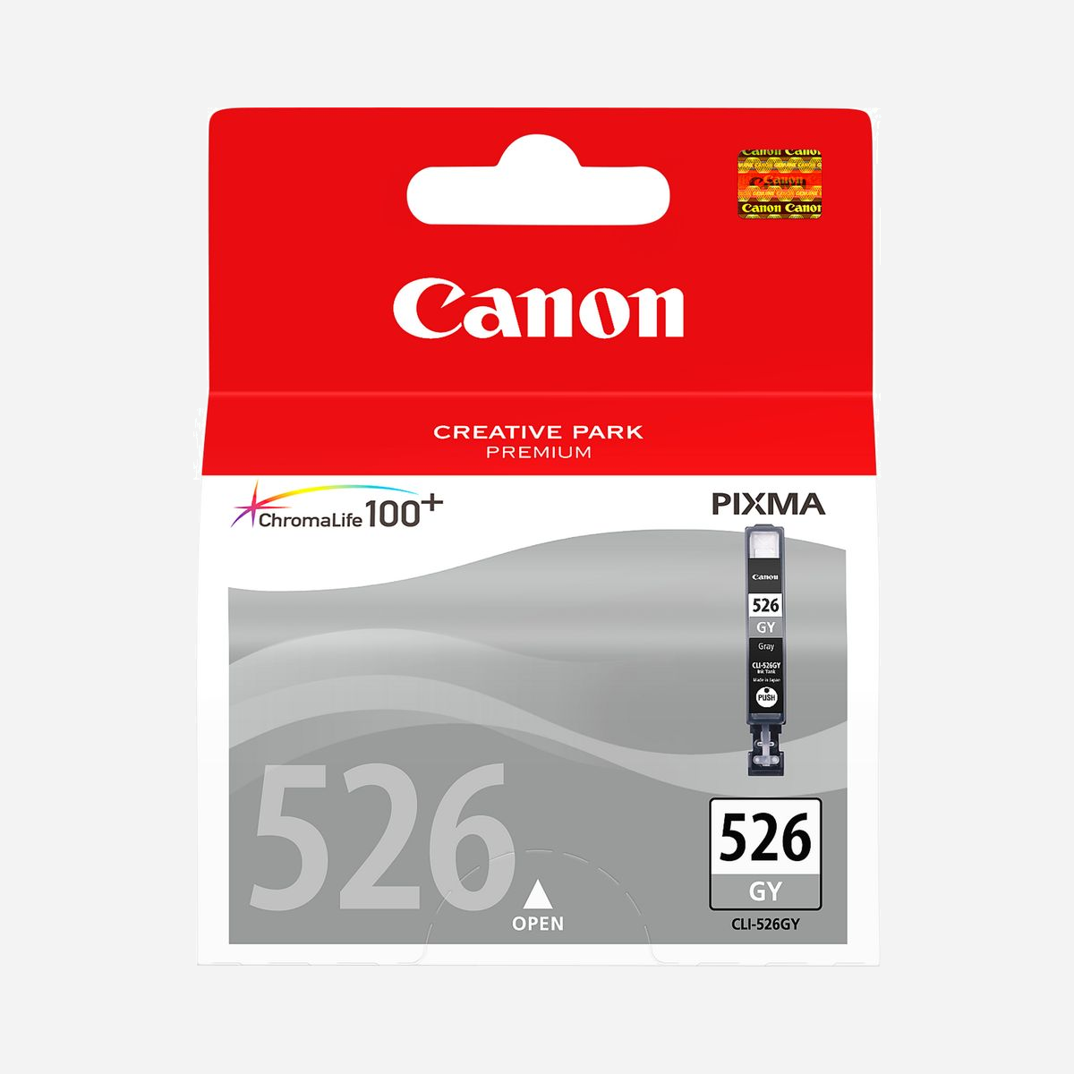 Canon CLI-526GY Cartouche d'encre grise pigmentée 9ml - Impression jet d'encre - Compatibilité PIXMA iX6550 - Original - Fabriqué au Japon - Ce réservoir d'encre grise de 9 ml permet d'imprimer des photos. Utilisez du papier photo Canon lors de vos impressions, et le système ChromaLife100+ protègera vos photos de la décoloration.