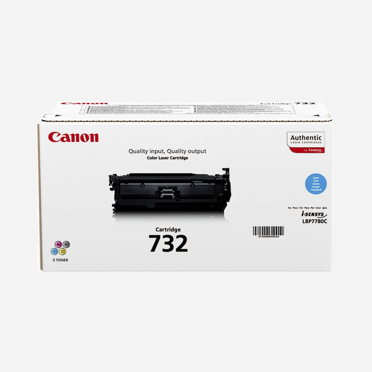 Canon 732C Cartouche de Toner Cyan Original, Rendement 6400 Pages (ISO/IEC 19798), i-SENSYS LBP7780Cx, Technologie Laser, Fabriquée au Japon - En utilisant la cartouche Tout-en-Un 732 C, vous avez l'assurance d'obtenir en toutes circonstances des tirages nets et précis. La capacité d'impression d'environ 6400 pages (selon la norme ISO 19798) garantit que la cartouche aura la longévité nécessaire pour répondre à vos besoins d'impression.<br><br>Certains produits sont faits l'un pour l'autre. Le toner Canon est conçu pour fonctionner parfaitement avec les imprimantes Canon, de façon à vous offrir la fusion rapide et l'impression haute qualité que vous attendez. La technologie de toner Canon garantit des résultats sans concessions. Pour des tirages de haute qualité et d'une longévité exceptionnelle, faites confiance au toner Canon.<br><br>Les cartouches d'origine Canon Tout-en-Un garantissent une qualité d'impression supérieure. Elles contiennent tous les éléments essentiels pour l'impression au cycle de vie défini. Ainsi, lorsque vous remplacez votre cartouche Tout-en-Un, votre machine est comme neuve.<br><br><b>Assurance qualité</b><br>Avec les cartouches Canon d'origine, vous avez l'assurance que chaque cartouche offrira des performances exceptionnelles. Il est possible que les cartouches rechargées n'assurent pas une qualité d'impression égale à celle des nouvelles cartouches Canon, du fait que leurs composants internes soient partiellement ou complètement usés.<br><br>La fabrication et l'assemblage des cartouches de toner constituent une procédure complexe impliquant plusieurs centaines de processus. Canon a développé un système de production automatisé unique intégrant une technologie de pointe en vue de produire les cartouches haute qualité attendues de nos clients. <br><b><br>Évitez les lignes disgracieuses</b><br>Le tambour photosensible est l'un des composants d'imagerie les plus sensibles de l'imprimante. Grâce aux nouvelles cartouches Canon, le toner ne s'accumule pas sur le tambour et le rouleau de fixation. Cela prévient les lignes disgracieuses, le flou ou les arrière-plans gris, ainsi que tout dommage au niveau de votre imprimante. Le toner d'origine Canon garantit le bon fonctionnement du tambour, pour des impressions nettes et précises à chaque fois.<br><br><b>Un espace de travail plus propre</b><br>La technologie de chargement par rouleaux, exclusive de Canon, est garantie sans émission d'ozone. Cette technologie est propre et sans effet nocif pour la santé comme pour l'environnement. Elle assure un format plus compact des cartouches en limitant le nombre de pièces requises. En outre, tous les toners et toutes les cartouches Canon sont non toxiques. De fait, nos cartouches ne nécessitent aucun traitement spécifique.<br><b><br>Faciles à recycler</b><br>Il est possible de recycler les cartouches d'origine grâce au programme de recyclage Canon sans la moindre mise en décharge des déchets. Pour en savoir plus sur le programme ou pour demander un formulaire de retour gratuit, consultez notre page sur le recyclage des cartouches.