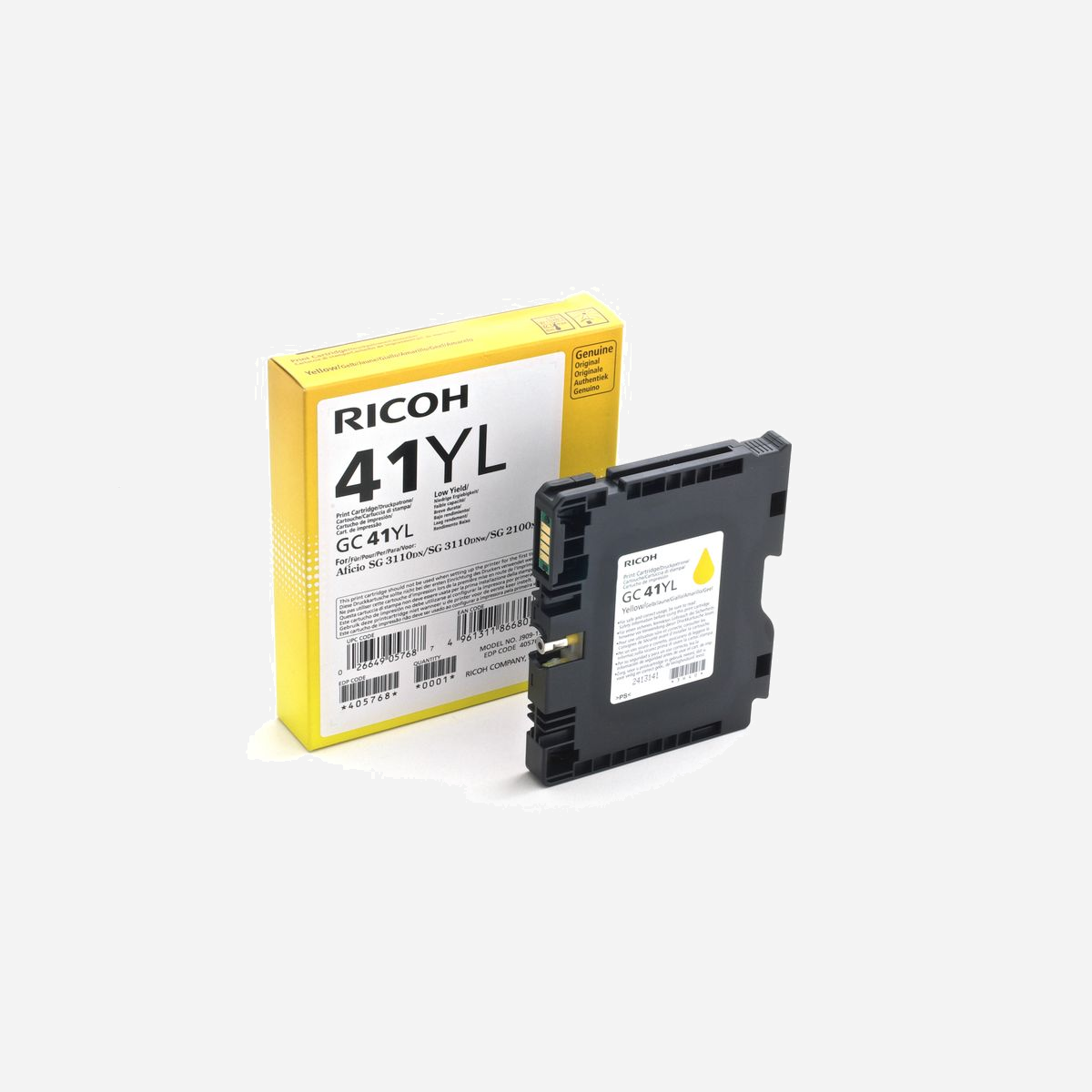 Cartouche d'encre Jaune Originale Ricoh 405768 - Pigmentée Jet d'encre - Compatibilité Aficio SG 2100N, SG 3110DN, SG 7100DN - Consommables Ricoh produits qui garantit une performance maximale pour tous vos produits Ricoh. Nous fabriquons une gamme complète de pièces de haute qualité et des fournitures de travailler avec une précision rigoureuse sur nos machines de bureau amende.