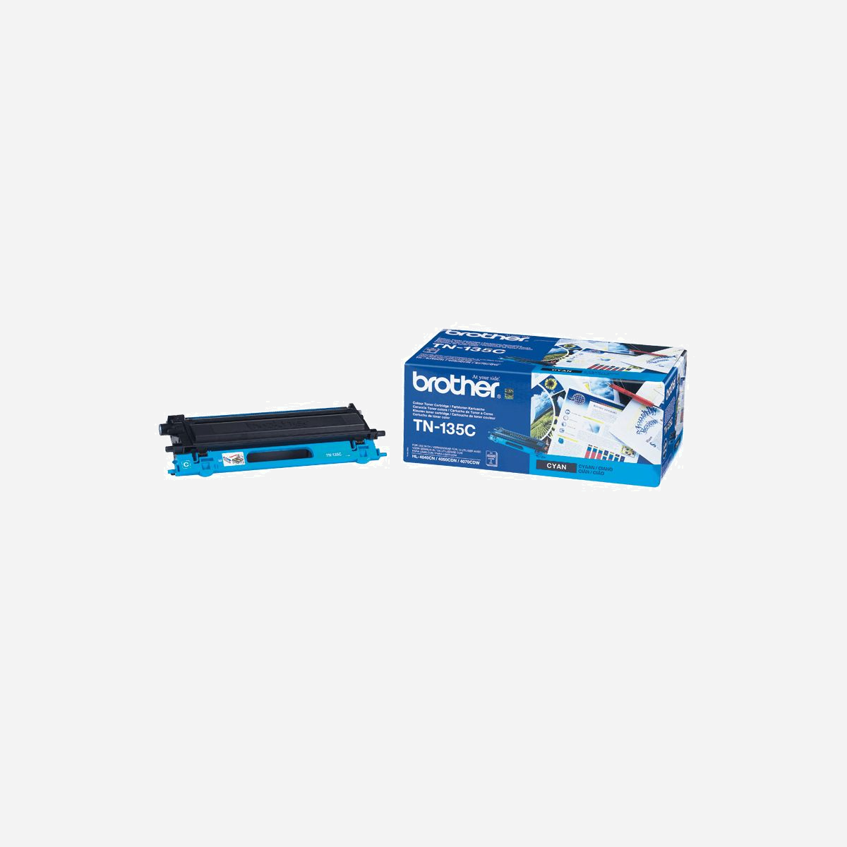 Brother TN-135C Cartouche Toner Originale Cyan Haut Rendement, 4000 pages, Laser, pour DCP-9040CN, HL-4040CN, HL-4050CDN, MFC-9450CDN et autres. - Autres toners:<br><br>TN-135BK – Noir<br> La cartouche d'encre noire imprime 5 000 pages<br>TN-135Y – Jaune<br> La cartouche de toner jaune imprime 4 000 pages<br>TN-135M – Magenta<br> La cartouche d'encre magenta imprime 4 000 pages<br><br>Choisissez la cartouche de toner TN-135C pour continuer d'obtenir des résultats exceptionnels à la hauteur de vos attentes avec votre imprimante Brother. Avec son haut rendement, cette cartouche TN-135C dure plus longtemps qu'une cartouche standard, tout en offrant également une excellente qualité d'impression.<br>Bien qu'il soit possible de trouver des cartouches de rechange moins chères en ligne, seule une cartouche de toner TN-135C originale garantit que votre imprimante continuera de fonctionner aussi rapidement et efficacement qu'elle le devrait.<br>Utiliser des cartouches Brother est le seul moyen de continuer à profiter des performances optimales de votre imprimante et de conserver votre garantie.<br>Commandez la cartouche de toner cyan TN-135C de Brother dès aujourd'hui et bénéficiez du meilleur rapport qualité-prix dans le temps.