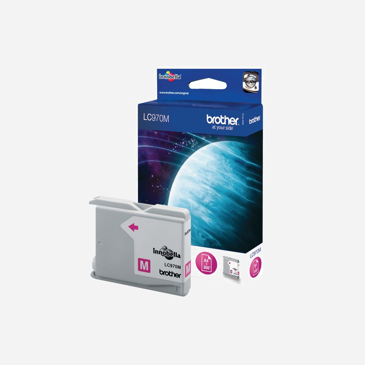 Brother LC970M Cartouche d'encre originale Magenta, 300 pages, pour DCP-135C, DCP-150C, MFC-235C, MFC-260C, 20x95x140mm, 37g - Autres couleurs disponibles : <br><br>LC970C – Cyan<br>LC970Y – Jaune <br>LC970BK – Noir <br><br>Lorsque vient le moment de remplacer l'encre de votre imprimante, comptez sur la cartouche magenta LC970M pour assurer à votre imprimante un bon état de fonctionnement et des impressions nettes et claires.<br><br>Bien qu'il soit tentant d'acheter des consommables non originaux moins chers, les recharges et cartouches d'encre autres que Brother affectent non seulement la qualité de vos impressions mais peuvent aussi causer des dommages à votre imprimante sur le long terme.<br><br>Cette cartouche d'encre magenta LC970M originale conserve votre machine en parfait état, tout en vous garantissant un meilleur rapport qualité-prix sur le long terme et des résultats impressionnants, à chaque impression. Une solution idéale pour la maison ou pour les petites entreprises, afin de réduire les coûts tout en améliorant la performance.