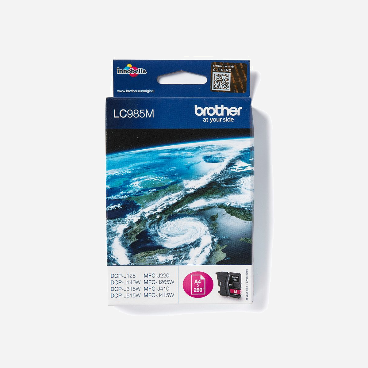 Brother LC985M Cartouche d'encre originale Magenta, rendement 260 pages, compatible DCP-J515W, DCPJ125, DCPJ140W, DCPJ315W, MFCJ265W, MFCJ410, MFCJ415W - Brother prend en considération l’impact environnemental de ses cartouches d’encre, à chaque étape de leur cycle de vie, afin de réduire les déchets envoyés en décharge. Nos équipements et nos cartouches d’encre sont conçus pour que leur impact sur l’environnement soit aussi faible que possible. <br> <br>Cartouche d’encre originale Brother LC985M : toujours à la hauteur !