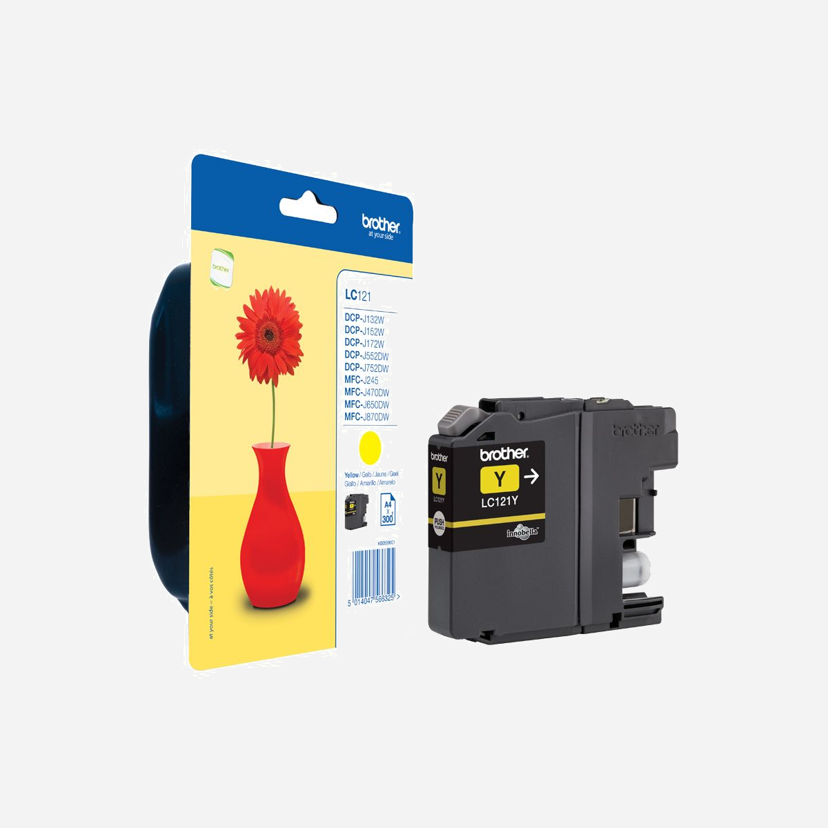 Brother LC-121Y Cartouche d'Encre Original Jaune, Pigmentée, 300 pages (ISO 24711), pour DCP-J132W, DCP-J752DW, MFC-J870DW - Cartouche d'encre Brother garantissant un rendement de 300 pages. Tous les consommables jet d'encre de Brother sont certifiés selon la norme ISO 24711. Une encre Brother exclusive vous assure une qualité irréprochable à chaque impression.<br><br>Conçu pour : DCP-J132W, DCP-J15DW, DCP-J17DW, DCP-J552DW, DCP-J752DW, MFC-J245, MFC-J470DW MFC-J650DW, MFC-J870DW<br><br>Les consommables (cartouches d’encre, toners, tambours, papiers), conçus par Brother pour ses solutions d’impression, vous donnent accès au meilleur de la technologie. Un choix logique pour préserver votre investissement initial, qui garantit la fiabilité de nos produits optimise leurs performances, et élimine les coûts cachés découlant de l’utilisation de consommables génériques.<br><br><b>Avec les consommables Brother originaux :</b><br>- Optimisez les performances et la fiabilité de votre imprimante.<br>- Améliorez le rendement de votre multifonction et obtenez des documents d'excellente qualité.<br><br>Les consommables Brother originaux offrent de meilleures performances que les consommables compatibles, vous permettant de tirer le meilleur parti de votre imprimante et de votre investissement, et d'obtenir une finition vraiment professionnelle.<br><br>L'utilisation des consommables Brother d’origine s’avère plus rentable que l'utilisation de cartouches compatibles moins chères à l’achat, mais qui fuient souvent, ce qui non seulement gaspille de l'encre, mais risque aussi d'endommager votre imprimante.<br><br><b>Le meilleur choix pour vos impressions :</b><br><br>- Finis les coûts cachés, car nos consommables font leurs preuves dès la première utilisation, et à chaque utilisation.<br>- Évitez la frustration de devoir réimprimer des pages ou des documents à la qualité insuffisante. Finis les gaspillages de papier, de consommables, de temps et d'argent, qui font grimper le coût de vos impressions et baisser votre productivité.<br>- Soyez certains que vos documents imprimés demeureront d’aussi bonne qualité qu’à l’origine, même après plusieurs années d'archivage.