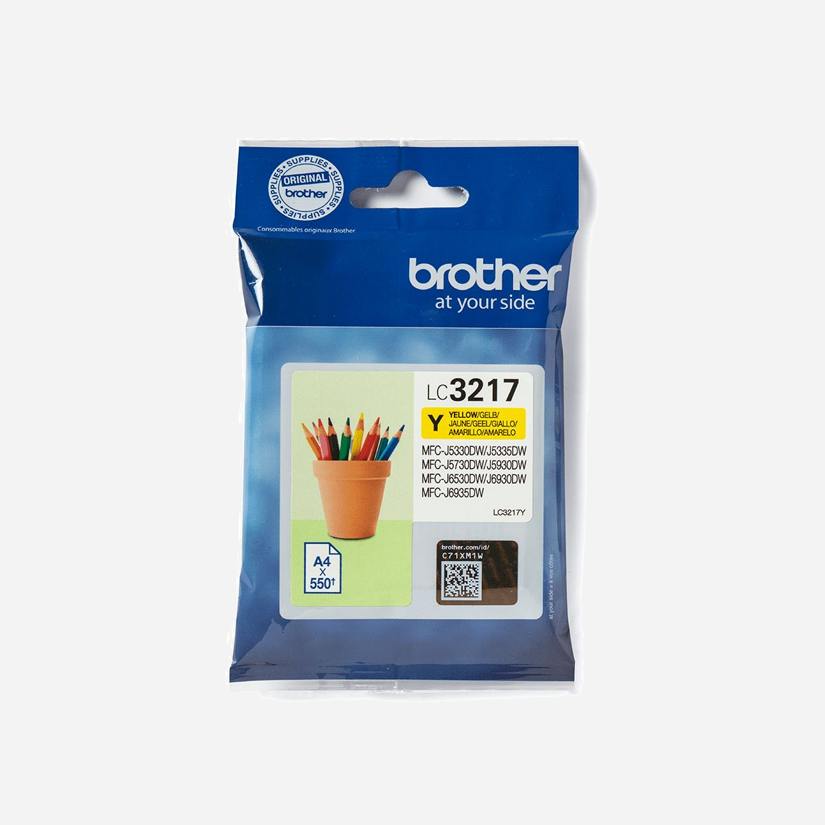 Brother LC3217Y Cartouche d'Encre Jaune Originale - Rendement 550 Pages - Compatibilité MFC-J6930DW, MFC-J5930DW et Autres - Vous recherchez une cartouche qui offre de bonnes performances, sans effort, lors de chaque impression ? La cartouche jaune LC3217Y de Brother vous garantit des impressions homogènes, fiables et de grande qualité, de la première à la dernière page. Nos encres parfaitement équilibrées constituent un bon rapport qualité-prix et protègent les performances optimales de votre imprimante.