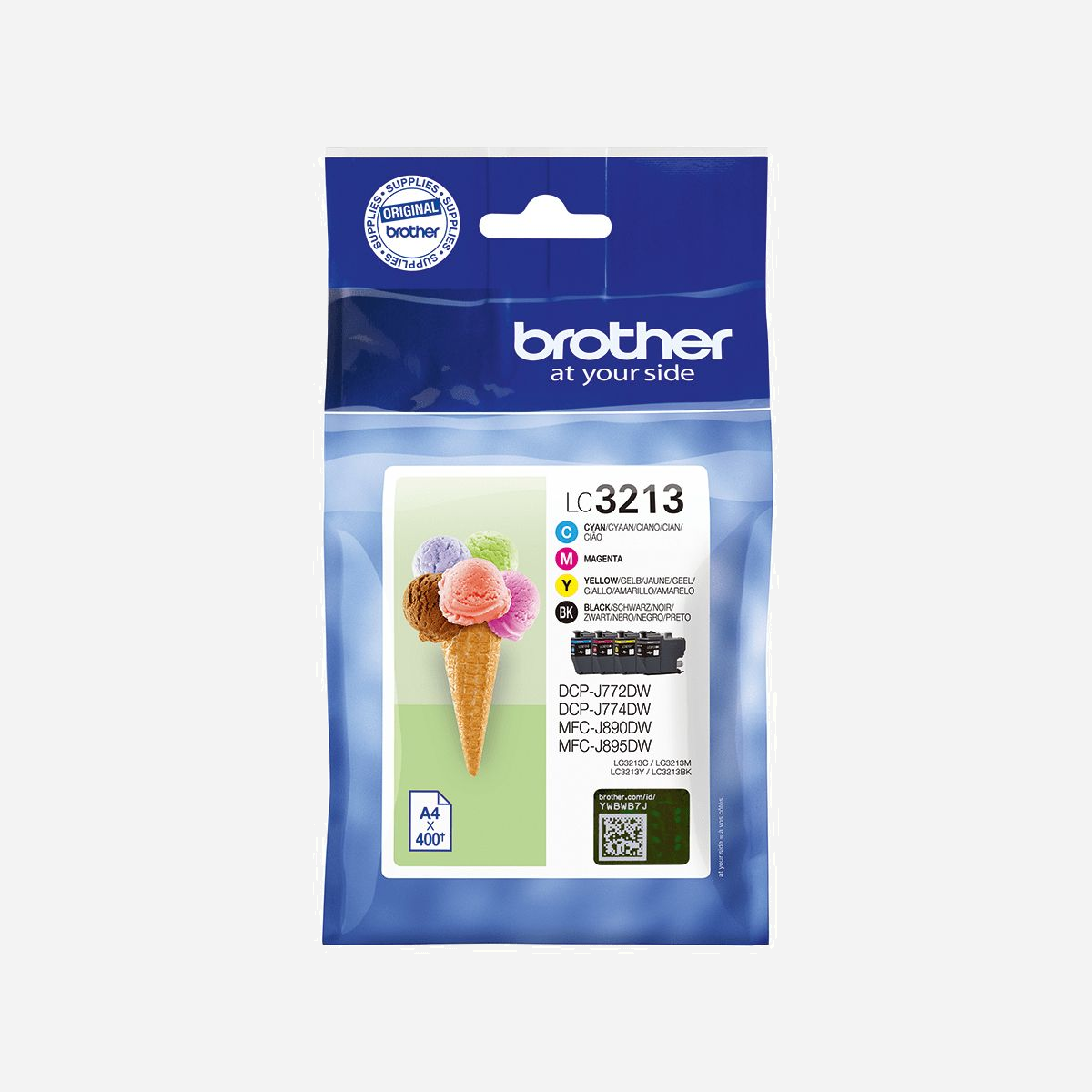 Brother LC3213VALDR - Multipack Original 4 Cartouches (Noir, Cyan, Magenta, Jaune) - 400 Pages/Cartouche - Compatibilité DCP/MFC Series - Brother LC3213VALDR. Type d'alimentation: Multi pack, Rendement par page d'encre de couleur: 400 pages, Couleurs d'impression: Noir, Cyan, Magenta, Jaune, Quantité: 4 pièce(s), Rendement par page de l'encre noire: 400 pages