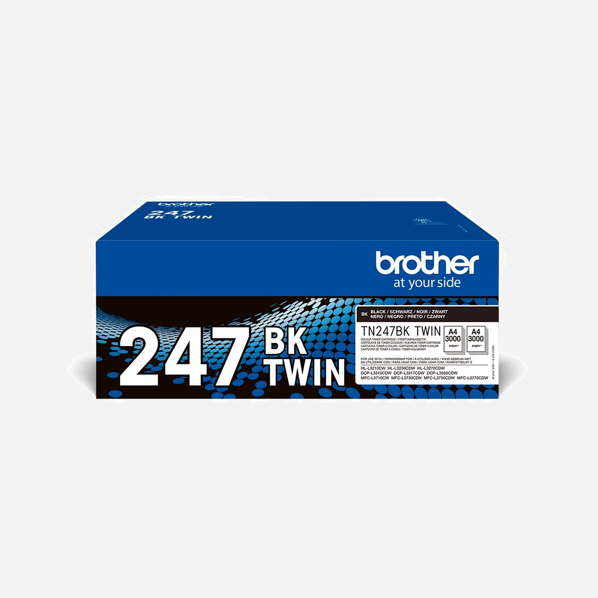 Brother TN-247BKTWIN Pack Double Cartouche Toner Noir Original - 2 x 3000 pages - HL-L3230CDW, DCP-L3550CDW, MFC-L3730CDN/L3750CDW/L3770CDW - Brother TN-247BKTWIN. Rendement par page de toner noir: 3000 pages, Couleurs d'impression: Noir, Quantité: 2 pièce(s)