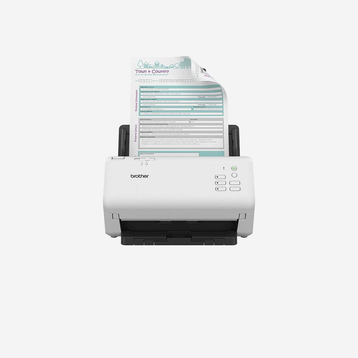 Brother ADS-4300N Scanner ADF Réseau 600x600 DPI, 40 ppm/80 ipm, USB 2.0/3.2 Gen 1, Ethernet, TWAIN/WIA/SANE, Cycle 6000 pages, 80 feuilles - Conçu pour les entreprises ayant besoin d'un scanner réseau rapide et efficace. Connectez votre scanner ADS-4300N à votre réseau et numérisez facilement vos documents pour les partager et collaborer avec vos collègues.<br><br>3 touches de raccourci configurables<br>Traitement avancé de l'image et numérisation de lots de documents<br>Capteur à ultrasons pour l'alimentation multiple, Commutateur de séparation<br>Application Mobile Connect<br>Compatible avec AirPrint<br>Suite logicielle ScanEssentials de Brother incluse<br>Compatibilité des pilotes avec TWAIN (Win et MacOS), WIA, Linux SANE