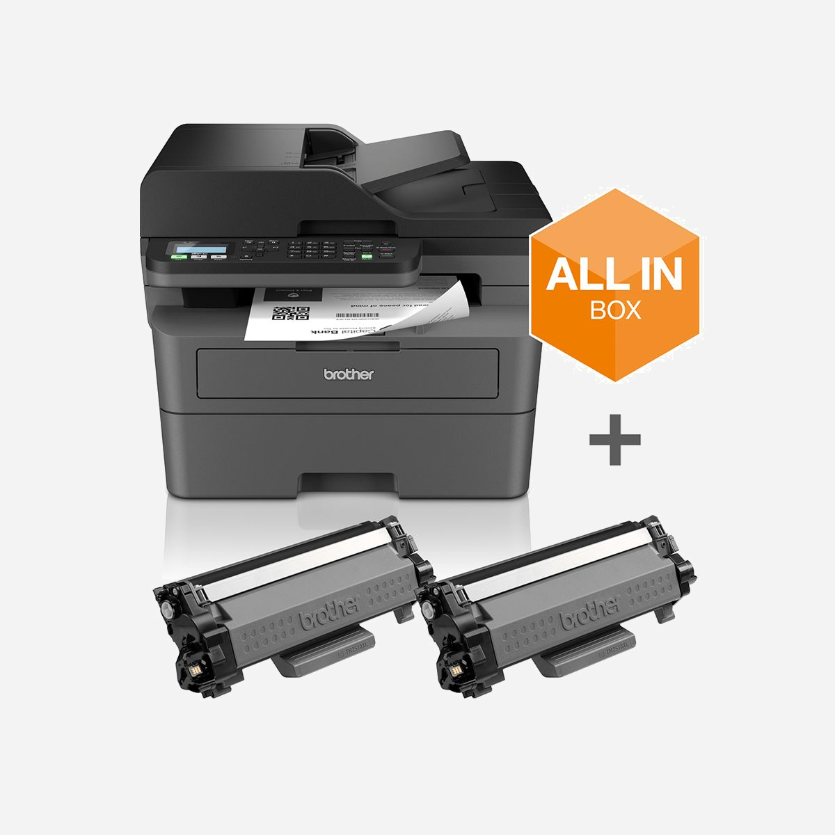 Brother MFC-L2827DWXL - Imprimante Multifonction Laser Mono A4 1200x1200 DPI 32ppm Recto-Verso Auto Wifi Ethernet ADF 50 Feuilles 128Mo - Dès l’achat de cette imprimante multifonction laser, vous bénéficierez de toners embarqués permettant jusqu’à 6 000 impressions7 , ainsi qu'une garantie de 3 ans. Les économies réalisées sur le coût par page font de cette imprimante multifonction un excellent choix pour l'impression à la maison comme au bureau.<br> Dotée de fonctionnalités permettant d'être efficace, cette imprimante multifonction laser monochrome vous fait gagner du temps grâce à une impression rapide et sans faille, à des vitesses de numérisation rapides, à une impression automatique recto verso, à un bac papier confortable et un chargeur automatique de documents de grande capacité.<br>Installez-vous en toute simplicité et téléchargez l'application Brother Mobile Connect, qui vous permet d'imprimer et de numériser où que vous soyez.<br>Bénéficiez de 2 mois gratuits au forfait EcoPro.