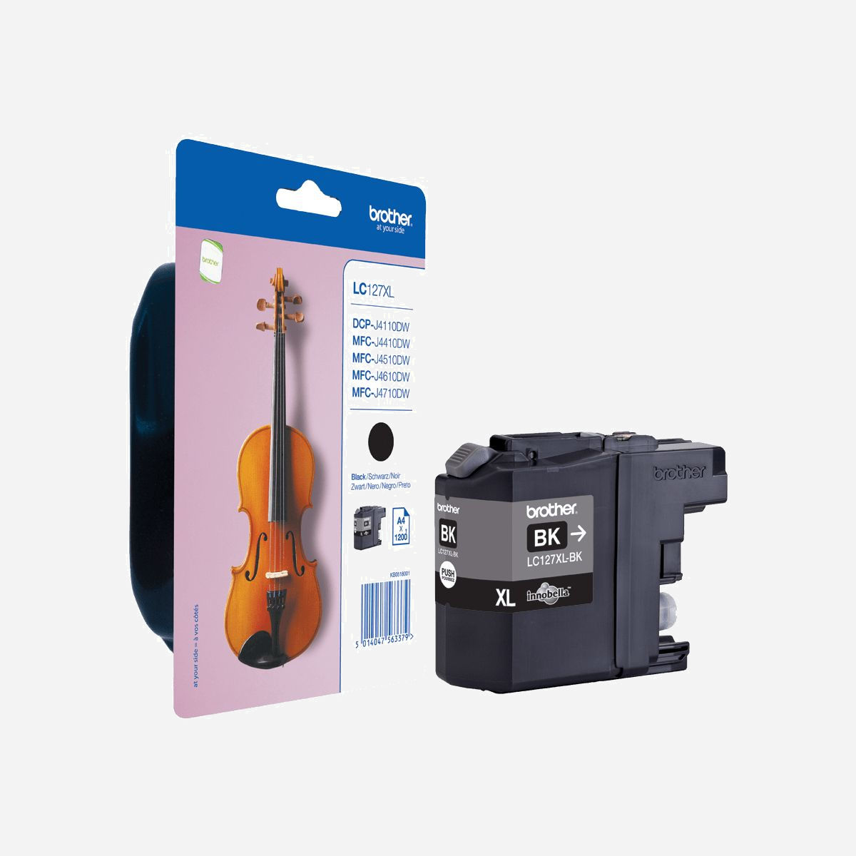 Brother LC127XLBKBP Cartouche d'Encre Noire Originale - 1200 Pages - Compatible DCP-J4110DW, MFC-J4610DW, MFC-J4410DW, MFC-J4510DW, MFC-J4710DW - Brother LC127XLBKBP. Type d'alimentation: Paquet unique, Couleurs d'impression: Noir, Quantité: 1 pièce(s), Rendement par page de l'encre noire: 1200 pages