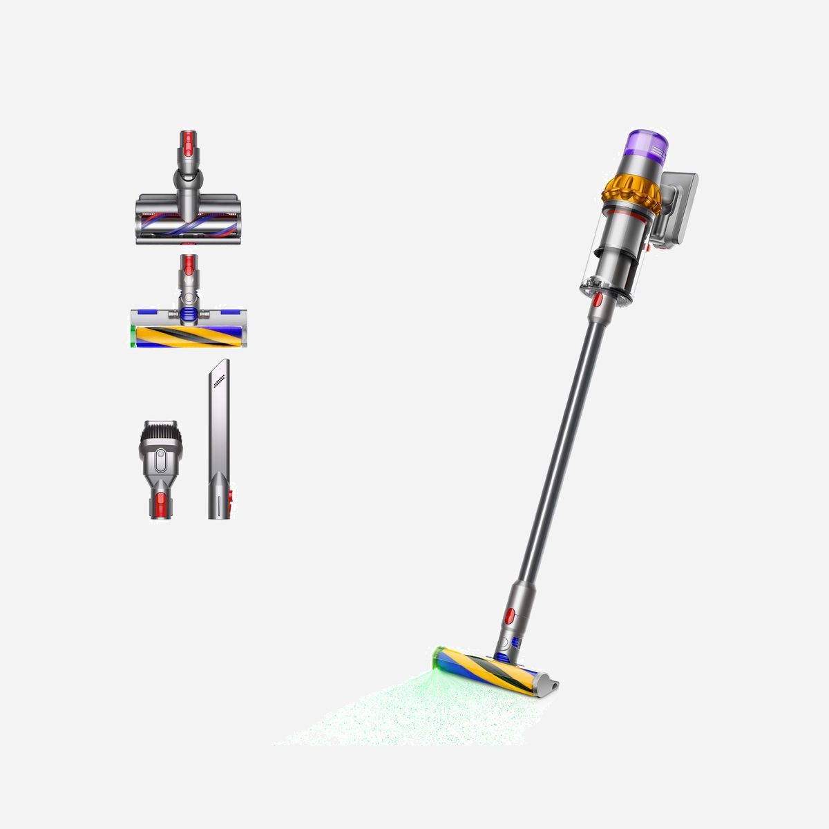 Dyson V15 Detect Absolute Aspirateur-balai 2en1 Sans Sac Cyclonique 660W 240AW Autonomie 60min Écran LED + Brosses Motorisées & LED - Le capteur piézo compte et mesure les particules de poussière, augmentant automatiquement la puissance d’aspiration dès que des quantités plus importantes de poussière sont détectées.<br><br>Le moteur Dyson Hyperdymium génère une aspiration puissante sans baisse de régime² de 240 watts, avec une autonomie allant jusqu’à 60 minutes pour un nettoyage en profondeur partout dans la maison .