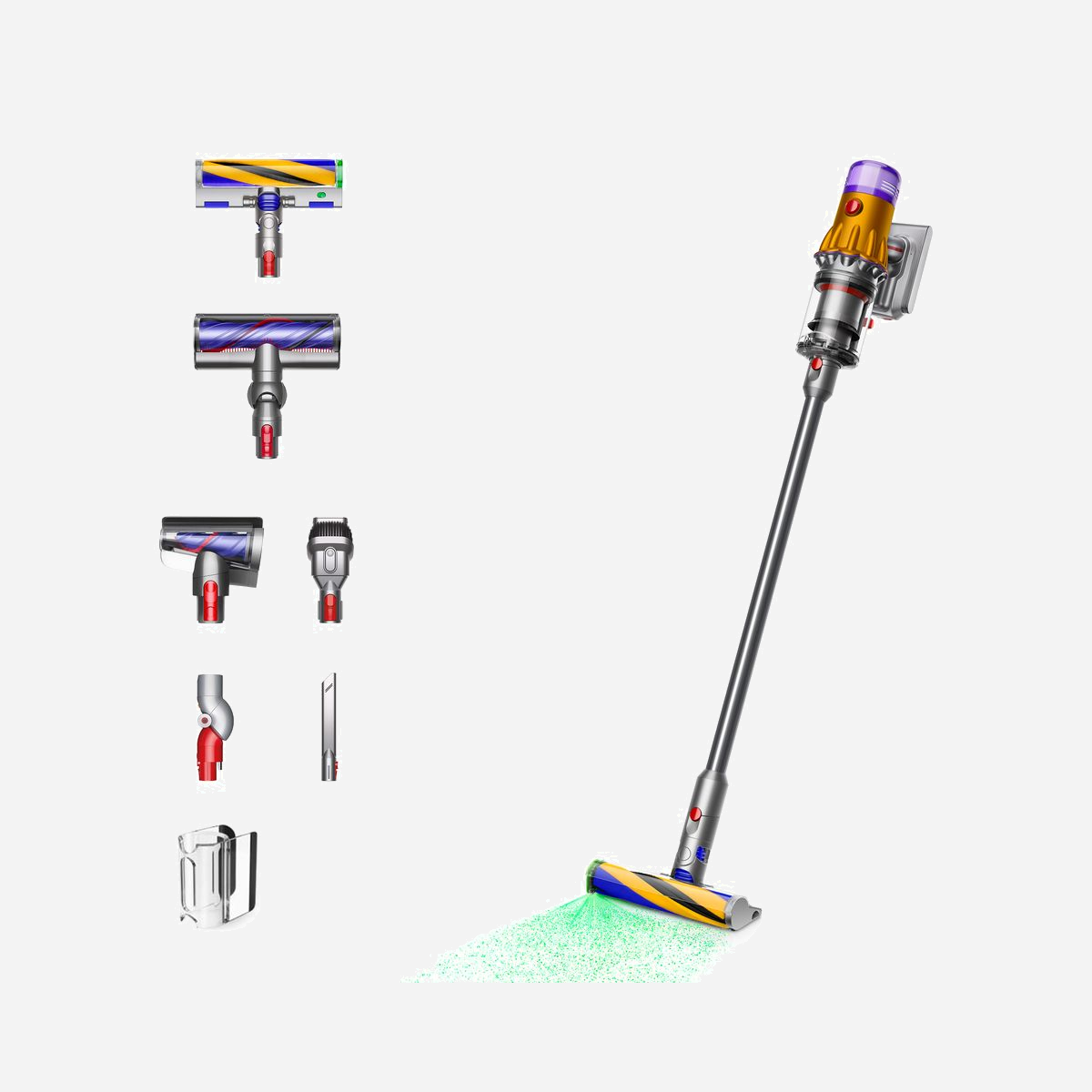 Dyson V12 Detect Slim Absolute - Aspirateur Balai 2-en-1 545W Cyclonique Sans Sac Nickel/Jaune LCD - Autonomie 60min - Puissance d'aspiration 150 AW - Dyson V12 Detect Slim Absolute. Type de produit: Aspirateur-balai 2 en 1, Type de conteneur à poussière: Sans sac, Couleur du produit: Nickel, Jaune. Type de nettoyage: Sec, Technologie d'aspiration: Cyclonique, Type d'écran: LCD. Source d'alimentation: Batterie, Puissance d'alimentation max.: 545 W, Temps de marche: 60 min. Poids du paquet: 5,34 kg. Largeur: 250 mm, Profondeur: 252 mm, Hauteur: 1234 mm