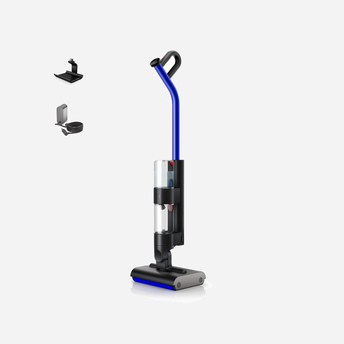 Dyson Wash G1 - Aspirateur Balai 1L/0.8L - Autonomie 35 min - Écran LCD - Rouleaux Motorisés Contrarotatifs - Nettoyage Sols Durs et Carrelage - 486236-01 - <b>Lavage puissant des sols</b><br>Élimine les débris secs et humides en un seul passage.<br>Deux rouleaux motorisés contrarotatifs éliminent les éclaboussures, les débris, les cheveux et les taches tenaces sur les sols durs.<br><br><b>S'attaque aux taches tenaces sur les sols durs.</b><br>Les rouleaux microfibres à haute absorption et le mode « boost » spécialisé permettent d’éliminer avec puissance les taches tenaces dans la cuisine et la salle de bains.<br><br><b>Élimination hygiénique séparée.</b><br>Sépare les débris secs et humides. Les eaux usées sont recueillies dans le réservoir d'eau sale, tandis que les saletés sont évacuées dans le bac à débris - pour une élimination hygiénique, sans contact.<br><br>Les rouleaux se nettoient tout seuls au fur et à mesure. Le système d’extraction de Dyson vous permet de nettoyer avec une eau propre, du début à la fin. Ensuite, le cycle d'autonettoyage rince le système, prêt pour le prochain nettoyage.<br><br>Nettoyage des rouleaux et séparation des impuretés. Des barres de brossage secondaires avec des poils en nylon éliminent les gros débris et les cheveux des microfibres, tandis que des plaques d'extraction extraient les eaux usées.<br><br>Couvre jusqu'à 290 m². Un réservoir rempli de 1 litre d'eau propre permet de couvrir jusqu'à 290 m² en un seul remplissage.<br><br>Contrôlez votre nettoyage. Consultez la durée d'utilisation et les alertes utiles à l'utilisateur sur l’écran LCD.