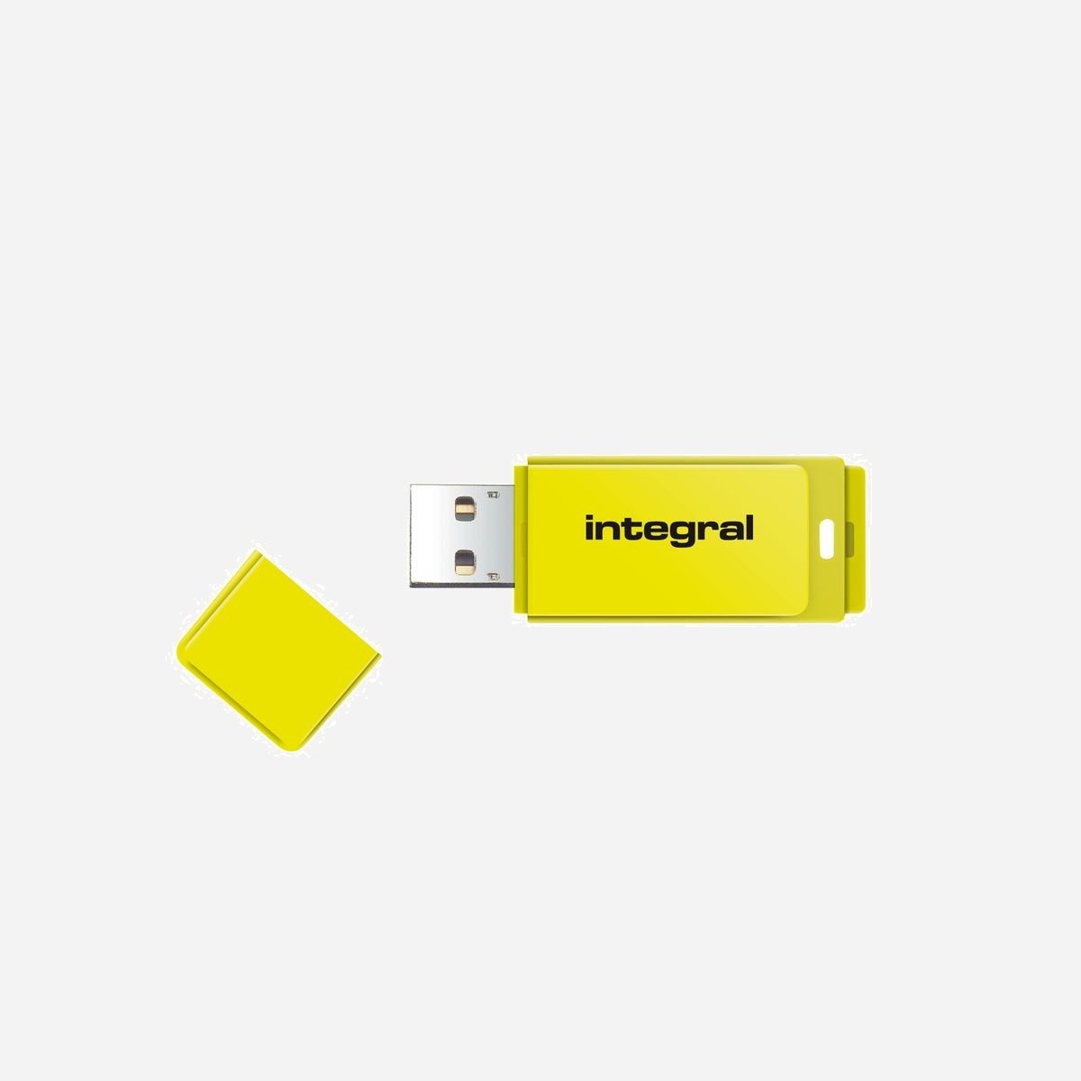 Integral Drive USB 2.0 16Go Jaune Néon Type-A - Lecture 12Mo/s, Écriture 3Mo/s - Compatible Windows/macOS/Linux - INFD16GBNEONYL - Integral 16GB USB2.0 DRIVE NEON YELLOW. Capacité: 16 Go, Interface de l'appareil: USB Type-A, Version USB: 2.0, Vitesse de lecture: 12 Mo/s, Vitesse d'écriture: 3 Mo/s. Format: Casquette. Poids: 7 g. Couleur du produit: Jaune