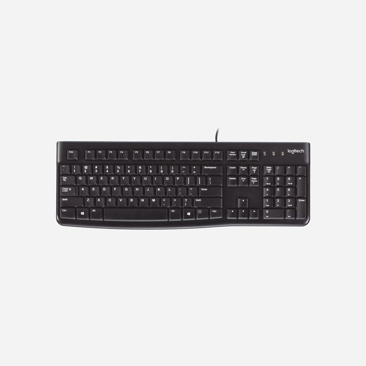 Logitech K120 for Business Clavier USB QWERTY Anglais, Câble 1.5m, Résistant aux éclaboussures (60ml), Compatible Windows XP/Vista/7, Linux 2.6+ - Logitech Keyboard K120 for Business. Technologie de connectivité: Avec fil, Interface de l'appareil: USB, Disposition des touches du clavier: QWERTY. Longueur de câble: 1,5 m. Utilisation recommandée: Universel. Couleur du produit: Noir