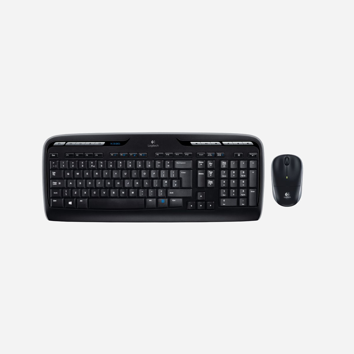 Logitech Wireless Combo MK330 - Clavier QWERTY US International & Souris Optique USB 2.4 GHz - Portée 10m, Autonomie 24/12 mois - <b>CONÇU POUR CE QUE VOUS AIMEZ</b><br>Vous pouvez aller directement sur Amazon et MSN grâce aux 11 touches de raccourci qui offrent un accès instantané à vos sites Web favoris, ou encore à la musique et aux films qui vous plaisent.<br><br><b>UN DÉLICE POUR VOS MAINS</b><br>Les touches ultraplates et silencieuses font de la rédaction de documents, messages instantanés et électroniques un moment plus agréable.<br><br><b>UNE PETITE MERVEILLE DE SOURIS SANS FIL</b><br>La souris, confortable et portable, avec son nano-récepteur prêt à l'emploi, vous suit partout où vous utilisez votre ordinateur.<br><br><b>TOUCHES DE RACCOURCI MULTIMÉDIA</b><br>Passez une chanson. Mettez en pause une vidéo. Montez le son. Vous disposez de 11 touches de raccourci multimédia pour un accès instantané aux fonctions de lecture, de mise en pause, précédent, suivant, de volume et de mise en sourdine.<br><br><b>CONCEPTION CONFORTABLE ET ÉLÉGANTE</b><br>Le design élégant du clavier et les touches discrètes et silencieuses procurent une expérience de frappe plus confortable que les claviers pour ordinateur portable et netbook.<br><br><b>SOURIS SANS FIL PORTABLE</b><br>Vous pouvez emporter la souris élégante partout avec vous et votre ordinateur. De plus, le compartiment de rangement inclus facilite le rangement du nano-récepteur.<br><br><b>LONGÉVITÉ DES PILES ACCRUE</b><br>La longévité des piles de 24 mois pour le clavier et de 12 mois pour la souris vous permettent de rester des mois sans vous soucier de devoir remplacer les piles.1<br><br><b>TECHNOLOGIE SANS FIL 2,4 GHZ AVANCÉE</b><br>Pour que vous puissiez travailler ou jouer dans plus d'endroits, par exemple confortablement installé dans votre canapé, la connexion sans fil longue portée élimine les délais et les interférences et vous offre une portée allant jusqu'à 10 mètres2<br><br><b>PRÊT À L'EMPLOI</b><br>L'installation est un jeu d'enfant: il vous suffit de brancher le récepteur sans fil sur un port USB de votre ordinateur pour pouvoir commencer à explorer MSN, à acheter sur Amazon et à lancer une recherche sur Google immédiatement, sans logiciel.<br><br><b>4 TOUCHES REPROGRAMMABLES</b><br>À vous de jouer: personnalisez 4 touches de fonction reprogrammables afin d'accéder rapidement à vos applications, dossiers ou pages Web préférés.