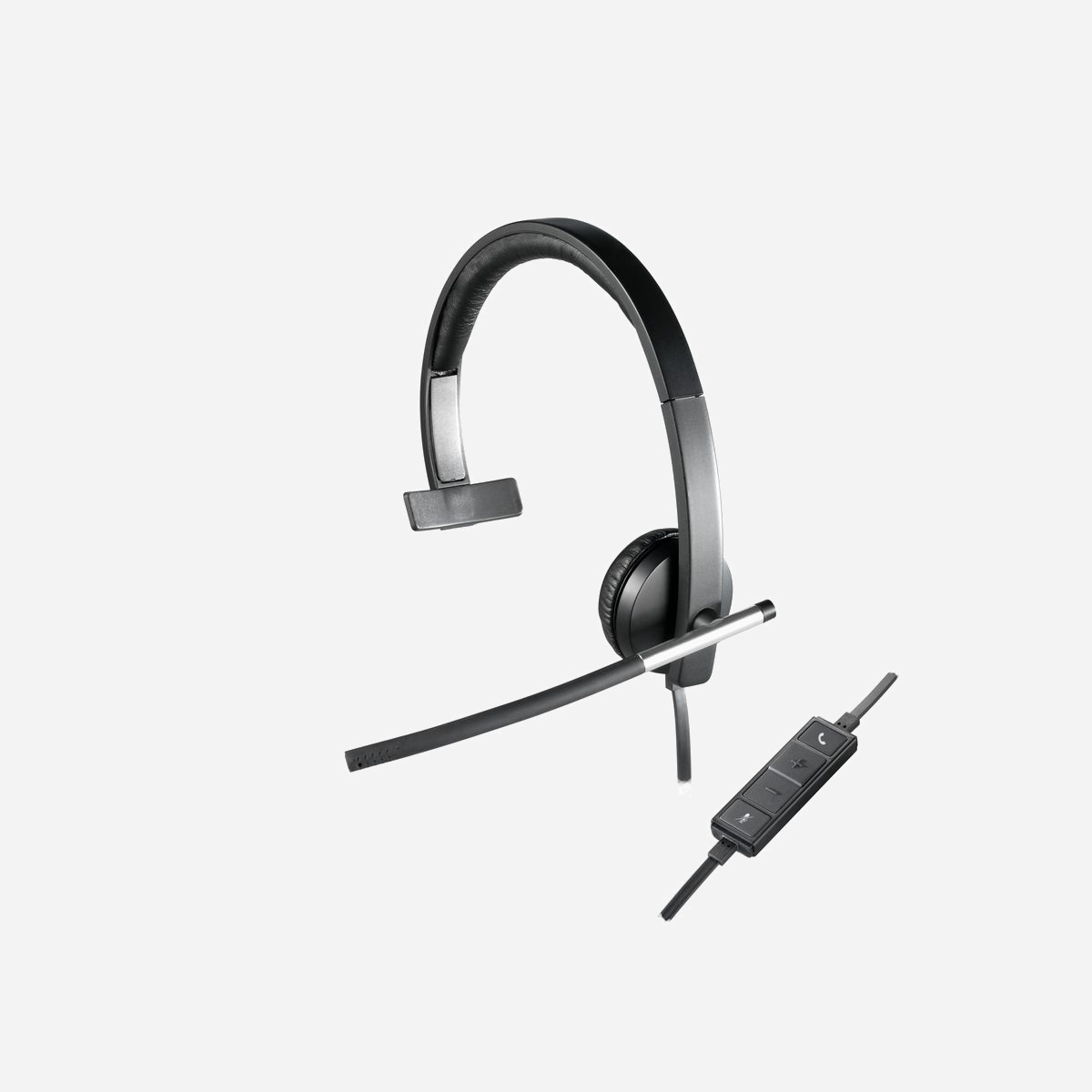 Logitech 981-000514 Casque Filaire USB Type-A Mono Arceau Supra-aural Noir/Argent - Micro Boom Bidirectionnel, 50-10000Hz, Windows/macOS/Linux - Logitech 981-000514. Type de produit: Casque. Technologie de connectivité: Avec fil. Utilisation recommandée: Bureau/Centre d'appels. Fréquence des écouteurs: 50 - 10000 Hz. Longueur de câble: 2,1 m. Poids: 93 g. Couleur du produit: Noir, Argent