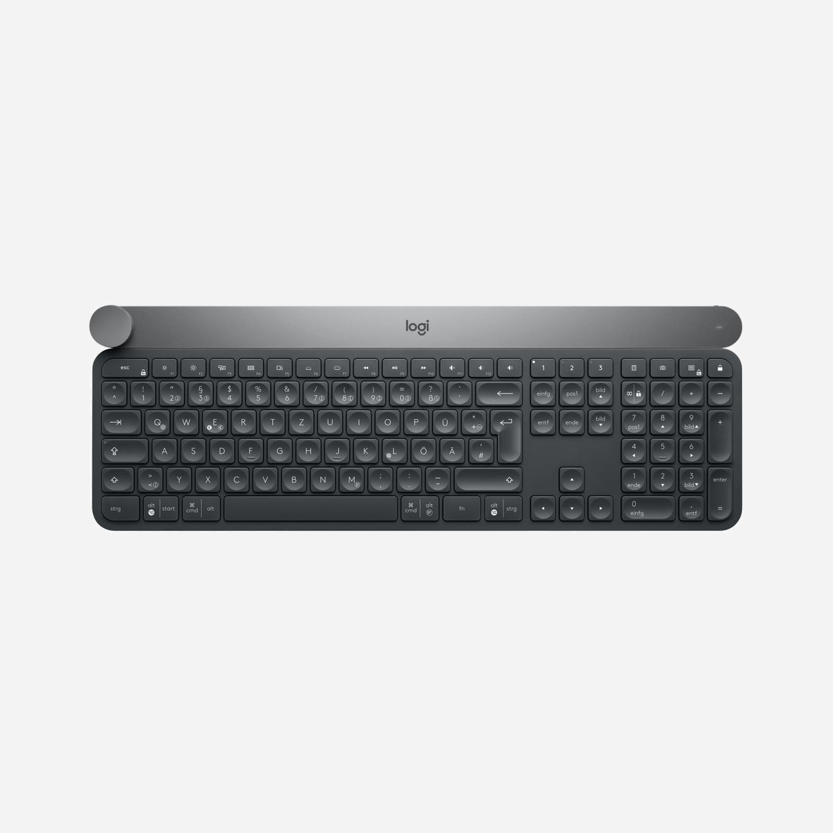 Logitech Craft 920-008496 Clavier QWERTZ Allemand RF sans fil + Bluetooth, Rétroéclairage, Batterie 1500 mAh, Compatible Windows/macOS, Noir/Gris - <b>LA MAÎTRISE TOTALE DE VOTRE CRÉATIVITÉ</b><br><br>Craft est un clavier sans fil offrant une expérience de frappe premium avec une molette de contrôle polyvalente s'adaptant à la nature de vos tâches. Vous restez concentré et créatif en toutes circonstances.<br><br><b>LE CONTRÔLE QU'IL VOUS FAUT, À LA SECONDE PRÈS</b><br><br>La molette de contrôle contextuelle s'adapte à l'application que vous utilisez et vous donne un accès instantané aux fonctions spécifiques à la tâche en cours.<br><br>Le contrôle tactile vous permet de progresser sur votre travail avec une grande intuitivité pour un processus plus efficace et immersif.<br><br><b>LIBERTÉ DE MANIPULATION TOTALE POUR VOS APPLICATIONS FAVORITES</b><br><br>Sur Windows® ou macOS, ajustez la luminosité dans Adobe Photoshop® CC, changez l'épaisseur des traits dans Adobe Illustrator® CC et bien plus encore simplement au moyen de la molette. Les utilisateurs de Windows peuvent se servir de la molette pour agrandir du texte dans Microsoft PowerPoint®, créer des graphiques instantanément dans Microsoft Excel® et bien plus encore.<br><br><b>ÉCLAIRAGE INTELLIGENT</b><br><br>Le clavier se réveille en émettant un rétroéclairage lorsqu'il se met sous tension et les touches s'éclairent à leur tour lorsque vos mains les approchent.<br><br>Les touches rétroéclairées se règlent automatiquement pour s'adapter au changement de conditions d'éclairage.<br><br><b>UNE FRAPPE PRÉCISE SANS EFFORT</b><br><br>Saisissez du texte en toute confiance sur un clavier garantissant efficacité, stabilité et précision.<br><br>La stabilité des touches améliorée réduit le bruit tout en optimisant la réactivité. Chacune des frappes est efficace mais silencieuse. Les touches sphériques ont été conçues pour offrir une grande précision et les détails de navigation à l'aveugle vous permettent d'orienter facilement vos doigts pour ne plus jamais rater une frappe.