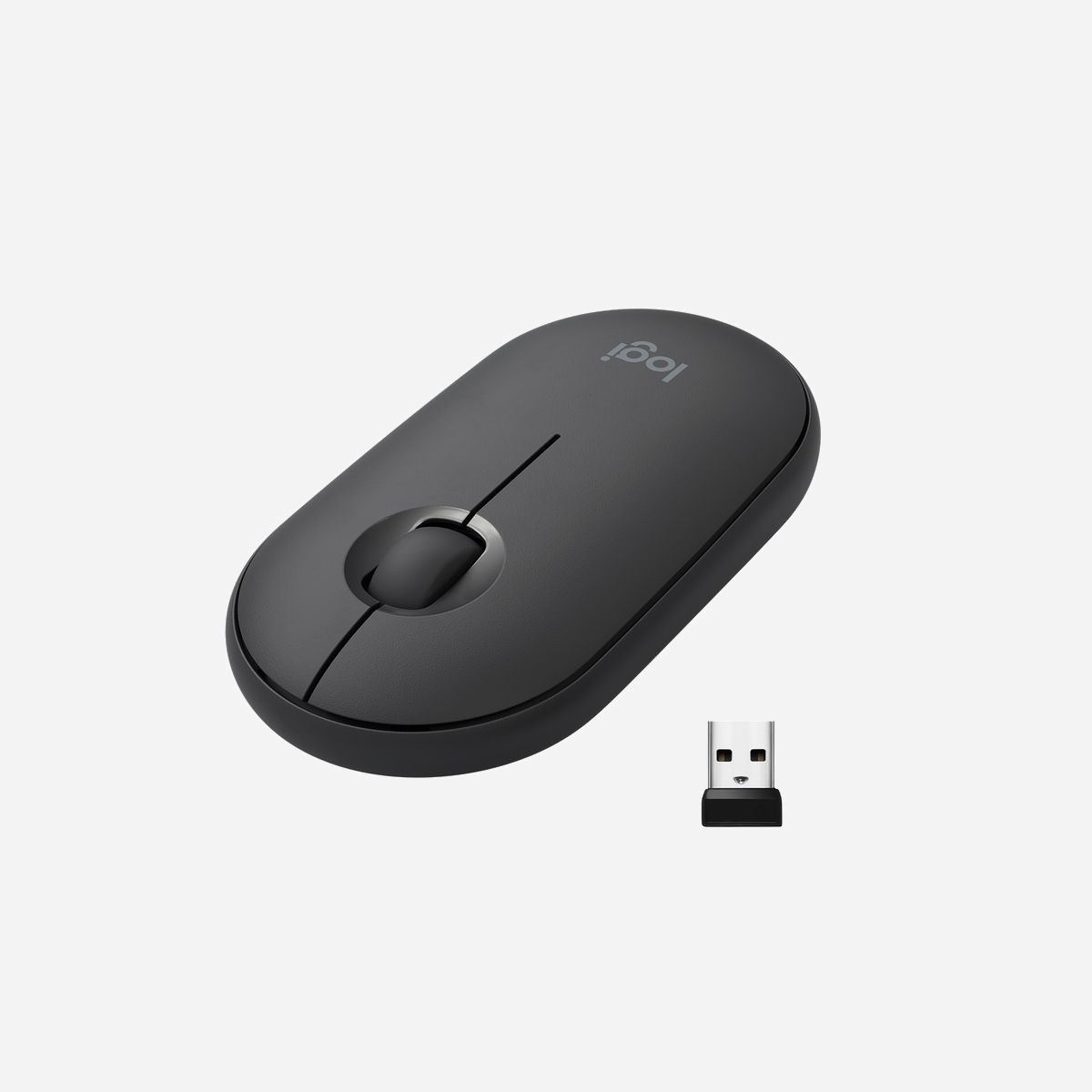 Souris sans fil Logitech Pebble M350 Graphite - 1000 DPI Optique - Bluetooth/RF 2.4GHz - Ambidextre - 3 Boutons - Pile AA 18 mois - Compatible Windows/macOS/Linux/Android/ChromeOS - <b>Logitech M350 pebble cordless mice</b><br>Votre espace vous appartient avec la souris Logitech Pebble M350 – une souris portable moderne, ultra-fine et silencieuse conçue pour s'adapter à votre style de vie. Créez une forte impression avec cette souris ultra-fine que vous pouvez aisément emporter avec vous au salon de thé ou à la bibliothèque. Ses clics et son défilement silencieux signifient que vous pouvez vous concentrer sans déranger ceux qui vous entourent. Et la souris Logitech Pebble fonctionne pendant 18 mois avec une seule pile AA. Ainsi, vous n'aurez pas à vous soucier de son autonomie. Connectez la souris Logitech Pebble comme vous le souhaitez: via Bluetooth® ou à l'aide du récepteur USB. Le suivi optique très précis fonctionne sur la plupart des surfaces.<br>La longévité des piles dépend de votre utilisation.<br><br><b>MODERNE, FINE ET ÉLÉGANTE EN FORME DE GALET</b><br>Logitech Pebble présente une simplicité exceptionnelle avec une conception agréable à tenir en main et facile à transporter.<br><br><b>CLICS SILENCIEUX ET DÉFILEMENT DISCRET</b><br>Profitez d'une expérience ultra-silencieuse pour vous et ceux qui vous entourent. Vous aurez la même sensation de clic mais avec une réduction du bruit de plus de 90%. Même la large roulette en polymère tourne en silence.<br><br>Comparaison sonore entre les souris Logitech Pebble et Logitech M170. Niveau de dBA du clic gauche calculé par un laboratoire indépendant à 1 m.<br><br><b>DOUBLE CONNECTIVITÉ</b><br>Connectez la souris sans fil au choix en Bluetooth® ou via le récepteur USB compact inclus.<br><br><b>LONGÉVITÉ DES PILES</b><br>La souris Logitech Pebble fonctionne pendant 18 mois avec une seule pile AA.<br><br><b>TECHNOLOGIE PRÉCISE DE SUIVI OPTIQUE</b><br>La souris Logitech Pebble suit rapidement et précisément les endroits où vous souhaitez l'utiliser.<br><br><b>MODERNE, FINE ET ÉLÉGANTE EN FORME DE GALET</b><br>Logitech Pebble présente une simplicité exceptionnelle avec une conception agréable à tenir en main et facile à transporter.