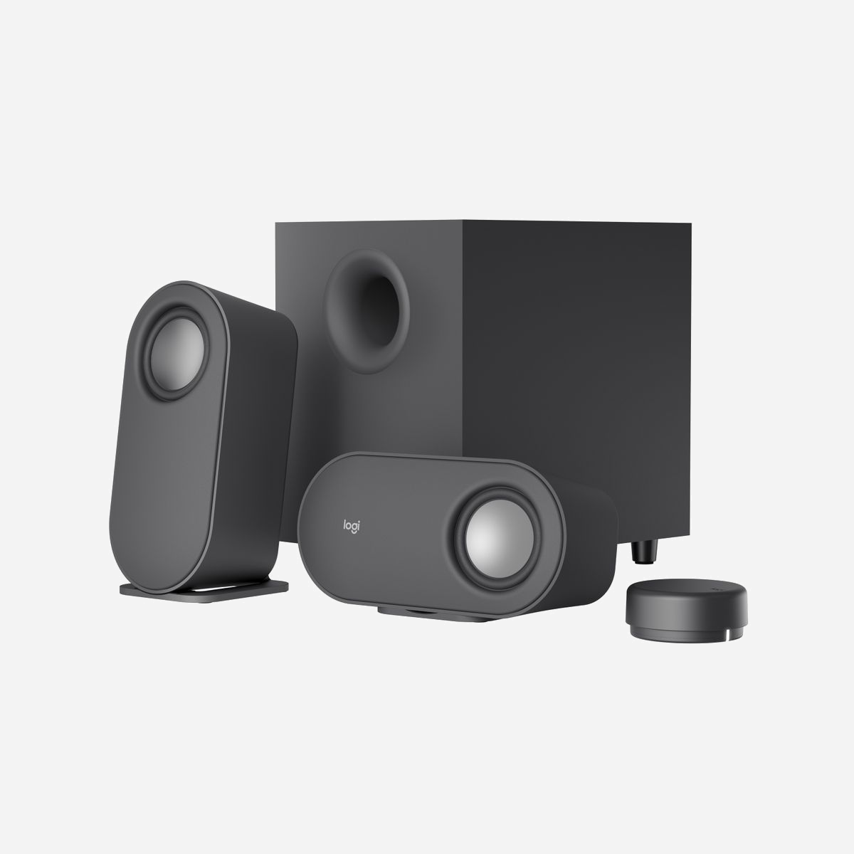 Logitech Z407 - Système Audio 2.1 Bluetooth 5.0, 80W Peak / 40W RMS, Subwoofer 20W, Entrées USB-A & 3.5mm, Télécommande Sans Fil, Graphite - <b>Logitech Z407 stereo speaker</b><br>Offrez-vous le meilleur son depuis votre ordinateur de bureau avec les haut-parleurs pour ordinateur Z407 Bluetooth. Ce système de haut-parleurs 2.1 parfaitement réglé offre une puissance de crête de 80 watts et un RMS de 40 watts. Bénéficiez d'un son immersif grâce au caisson de basses orienté vers le bas qui ajoute de l'intensité à vos sons alors que le traitement numérique du signal assure une clarté constante sur tout le spectre audio. Des haut-parleurs ovales élégants placés à l'horizontale ou à la verticale. Posez-les comme vous le souhaitez pour mieux s'adapter à votre espace. Un contrôle absolu grâce au bouton de réglage sans fil compatible Bluetooth. Réglez les basses et le volume, passez au morceau suivant et mettez en pause sans avoir à vous lever. Connectez-vous via Bluetooth, un port USB-A ou une entrée 3,5 mm.<br><br><b>AUDIO IMMERSIF</b><br>Plongez-vous dans un son de qualité stéréo très réaliste. Le système de haut-parleurs 2.1 comprend 40 watts RMS et 80 watts de puissance de crête, pour un son encore plus intense<br><br><b>BASSE 20 WATTS</b><br>Le traitement numérique des signaux donne une basse profonde. Le caisson de basse porté down-fire du haut-parleur anime musique, films et jeux avec tous les détails<br><br><b>CONTRÔLE TOTAL SANS FIL</b><br>Réglez votre son avec une commande sans fil Bluetooth. Contrôlez le volume et les basses, la lecture, la mise en sourdine – avec une portée de 30 mètres<br><br><b>HAUT-PARLEURS À DOUBLE POSITION</b><br>Les tonalités et les formes sobres donnent au haut-parleur portable une esthétique élégante. Placez-le à la verticale, à l'horizontale et optimisez votre expérience<br><br><b>CONFIGURATION POLYVALENTE</b><br>iPad, iPhone, or iPod ? Connectez trois périphériques avec le bouton de sélection de la source en bas du cadran. Passez du Bluetooth, au micro USB et à une entrée de 3,5 mm<br><br><b>COMPATIBLE AVEC PLUSIEURS APPAREILS</b><br>Entourez-vous de son chez vous, au bureau, en voyage. Le haut-parleur d’ordinateur sans fil fonctionne avec PC, iPhone, téléviseur, iPad, XBOX, PlayStation, etc…<br><br><b>TRAITEMENT NUMÉRIQUE DES SIGNAUX</b><br>De la plus haute à la plus basse, ne manquez pas une seule note. Le traitement numérique des signaux améliore les basses pour un fini équilibré