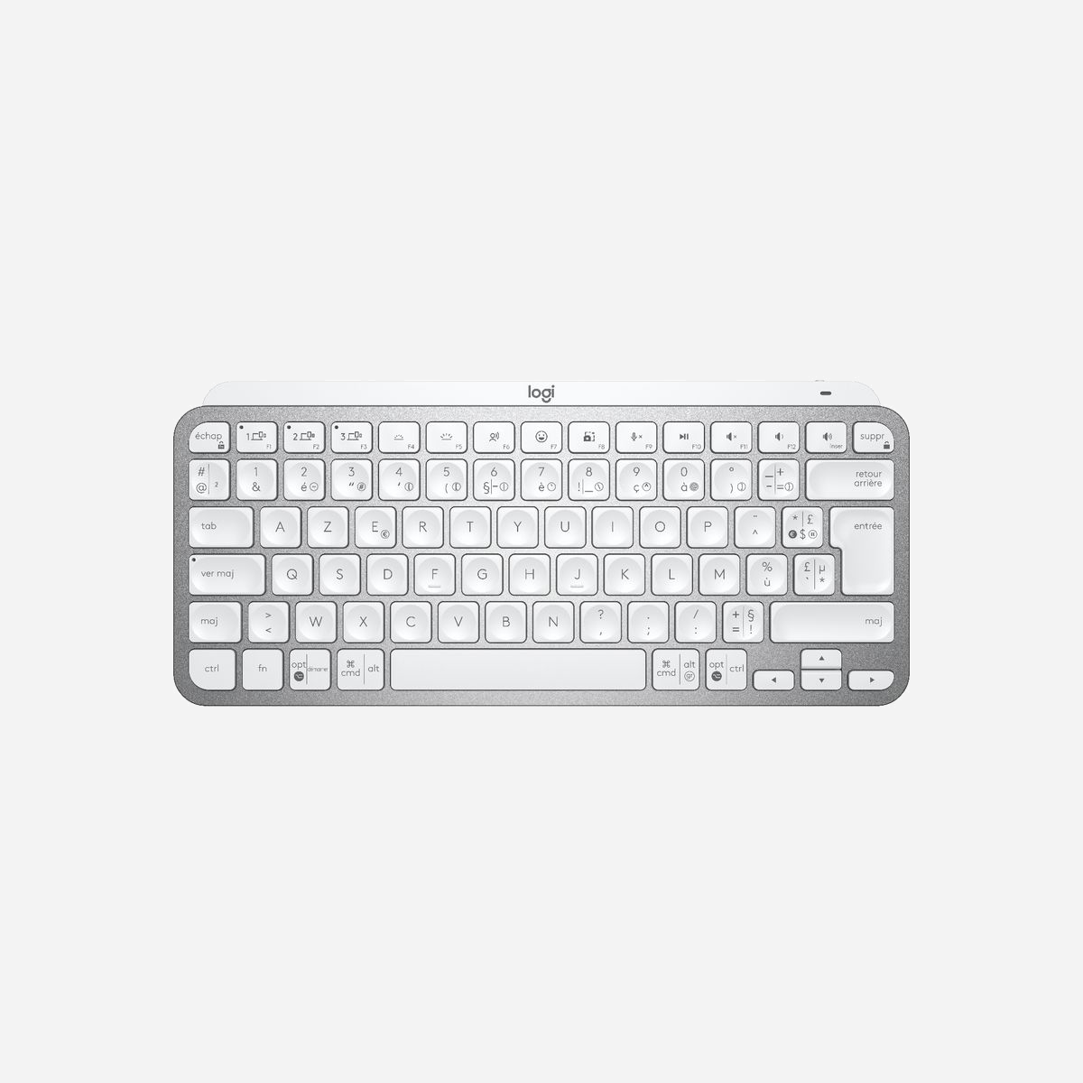 Logitech MX Keys Mini - Clavier AZERTY Sans Fil RF + Bluetooth, Rétroéclairage LED, Batterie 1130 mAh, Compatible Windows/macOS/Linux/Android/ChromeOS - Logitech MX Keys Mini. Facteur de forme du clavier: Mini. Style de clavier: Droit. Technologie de connectivité: Sans fil, Interface de l'appareil: RF sans fil + Bluetooth, Disposition des touches du clavier: ĄŽERTY. Type de rétro: LED. Utilisation recommandée: Bureau. Couleur du produit: Gris