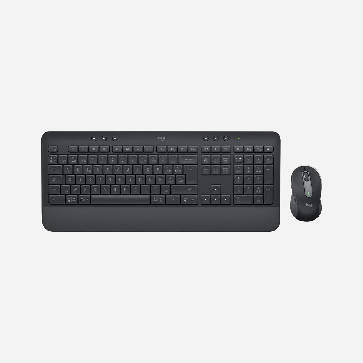 Logitech Signature MK650 for Business - Ensemble clavier AZERTY Belge et souris Bluetooth Graphite, portée 10m, 4000 DPI, Logi Bolt USB, Windows/macOS/Linux/ChromeOS - Signature MK650 for Business. Une souris facile à déployer qui améliore la productivité de 50% par rapport au pavé tactile d'un ordinateur portable1. Avec deux modes de connexion, elle offre davantage de compatibilité que la plupart des marques de périphériques sur le marché. Lorsqu'elle est couplée via un récepteur USB Logi Bolt, elle fournit un mode Connexions sécurisées uniquement, protection Bluetooth Low Energy sécurité mode 1, niveau 4. Vous pouvez également directement vous connecter via Bluetooth Low Energy lorsque la flexibilité multi-plateforme est importante pour vous. Sa roulette SmartWheel passe automatiquement de la précision ligne par ligne à la rotation libre, et possède des boutons personnalisables. Grâce à la technologie SilentTouch, le bruit des clics est réduit de 90%. Les tensions musculaires de l'avant-bras sont réduites de 25% par rapport au pavé tactile d'un ordinateur portable. Cela représente moins de fatigue et d'inconfort. Elle est dotée d'une forme profilée et d'une zone souple pour le pouce. Sûre, confortable, polyvalente, compatible: elle améliore l’expérience et la productivité des employés.<br><br><b>L'ENSEMBLE SANS FIL ESSENTIEL POUR TOUT LE MONDE</b><br>- SÉCURITÉ DE QUALITÉ PROFESSIONNELLE - Logi Bolt offre une compatibilité multi-plateforme et des connexions fiables, même dans les environnements sans fil encombrés. Complètement chiffré avec sécurité FIPS lors du couplage avec un récepteur USB Logi Bolt.<br>- DEUX MODES DE CONNEXION - Choisissez entre le récepteur USB sécurisé Logi Bolt ou la technologie sans fil Bluetooth Low Energy<br>- COMPATIBILITÉ DE NIVEAU SUPÉRIEUR - Logi Bolt fonctionne avec à peu près tous les systèmes d'exploitation et toutes les plates-formes<br>- PRATIQUE ET PRÊT À L’EMPLOI - Couplez jusqu'à six souris et claviers sans fil Logi Bolt à un seul récepteur USB Logi Bolt<br>- DONNEZ-VOUS DES OPTIONS - Simplifiez les tâches répétitives sur votre souris ou clavier Logi Bolt à l'aide du logiciel Logi Options.<br>- L'ENSEMBLE SANS FIL ESSENTIEL - Une mise à niveau sans fil idéale pour tout le monde. Sa technologie, son design et ses fonctionnalités font de MK650 for Business l'ensemble sans fil essentiel pour le plus grand nombre.<br>- COMPATIBILITÉ POLYVALENTE - L’ensemble Signature MK650 for Business fonctionne avec tous les principaux systèmes d'exploitation et applications professionnelles, sur les ordinateurs de bureau, les ordinateurs portables et les tablettes, pour un déploiement transparent et une plus grande tranquillité d'esprit.<br>- SMARTWHEEL - Bénéficiez d'une précision par palier pour les documents et d'un défilement ultra-rapide pour les longues pages Web. Changez de mode en un seul mouvement de la roulette SmartWheel.<br>- CONFORT AMÉLIORÉ - La forme profilée, la zone douce pour le pouce et les revêtements latéraux en caoutchouc ont été conçus pour augmenter le confort. En outre, l'activité musculaire des avant-bras des utilisateurs de souris est inférieure de 25% à celle des utilisateurs de pavé tactile.<br>- CONÇU POUR LE TRAVAIL<br>- LE MARIAGE DE LA MOBILITÉ ET DU CONFORT<br>- UNE MISE À JOUR IDÉALE POUR TOUT LE MONDE - Des touches de raccourci pour plus d'efficacité, un clavier résistant aux éclaboussures et une autonomie longue durée des piles permettent de continuer à travailler.<br>- MEILLEURE COMPATIBILITÉ<br>- PLUS RELAXANT<br>- L'ENSEMBLE SIGNATURE MK650 POUR LES PROFESSIONNELS - Compatible avec tous les principaux systèmes d'exploitation et plates-formes, il est facile à déployer et à gérer.<br>- UN ENSEMBLE CONÇU POUR LE CONFORT<br>- POUR LES LONGUES JOURNÉES AU BUREAU<br>- CONÇU POUR UN CONFORT CONTINU TOUT AU LONG DE LA JOURNÉE - Le repose-poignets intégré au clavier complète l’espace souple pour le pouce et les revêtements en caoutchouc de la souris.
