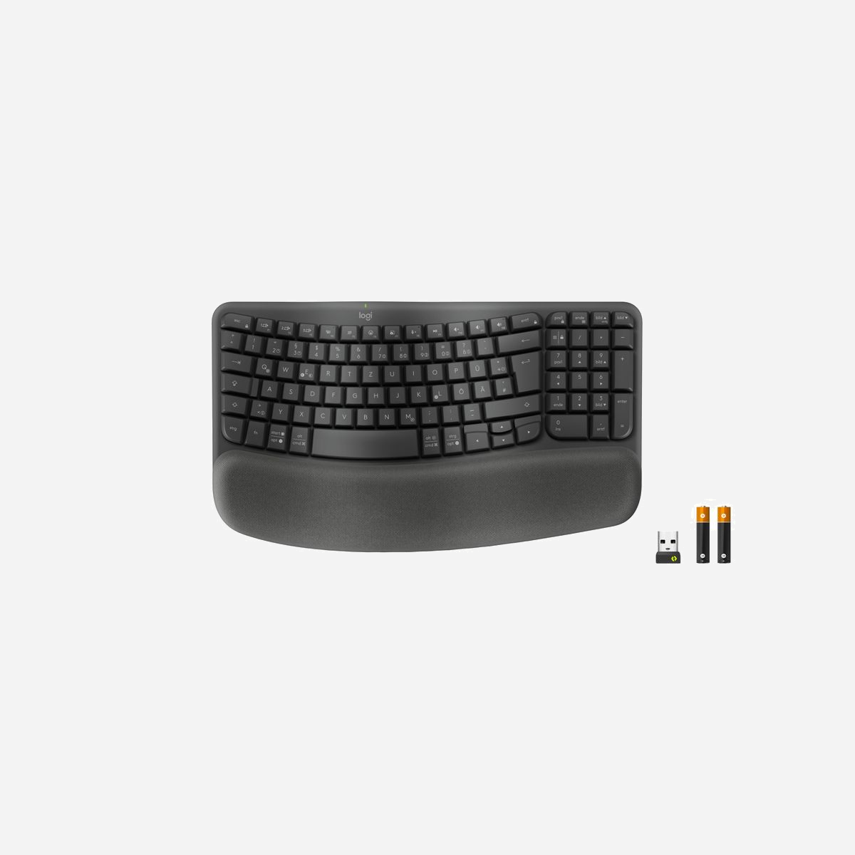 Logitech 920-012327 : Clavier Bureau Sans Fil RF + Bluetooth, QWERTZ Allemand, Membrane, Graphite, Portée 10m, Windows/macOS/Linux/Android/ChromeOS - Logitech 920-012327. Facteur de forme du clavier: Taille réelle (100 %). Style de clavier: Courbé. Technologie de connectivité: Sans fil, Interface de l'appareil: RF sans fil + Bluetooth, Interrupteur à clé de clavier: Clavier à membrane, Disposition des touches du clavier: QWERTZ. Repose-poignets. Utilisation recommandée: Bureau. Couleur du produit: Graphite