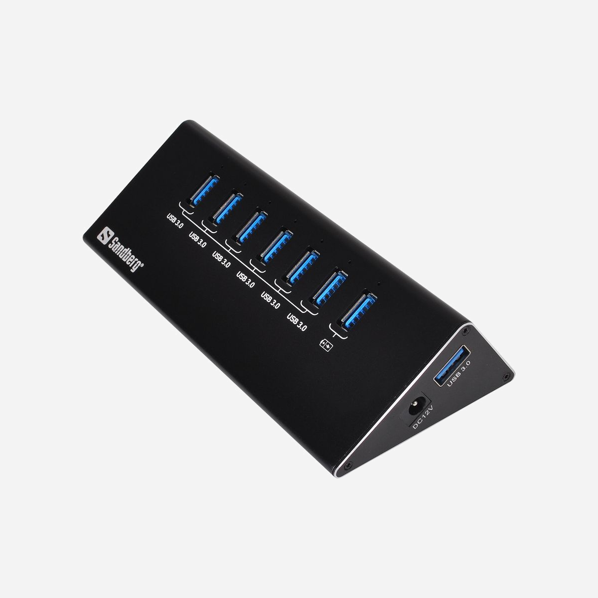 Sandberg USB 3.0 Hub 8 ports USB 3.2 Gen 1 Type-A, Interface Micro-B, 5 Gbit/s, Alimentation secteur 5V 3.5A, Câble USB inclus, Compatible Windows/macOS - Le Sandberg USB 3.0 Hub permet de raccorder davantage de périphériques USB 3.0 à votre ordinateur. Ce concentrateur propose une protection intégrée contre les surcharges des ports USB 3.0 de votre ordinateur et protège les ports du concentrateur contre les périphériques qui les surchargent. Connectez votre concentrateur à l'aide du câble fourni et Windows® installe automatiquement le logiciel requis. Rien de plus facile !
