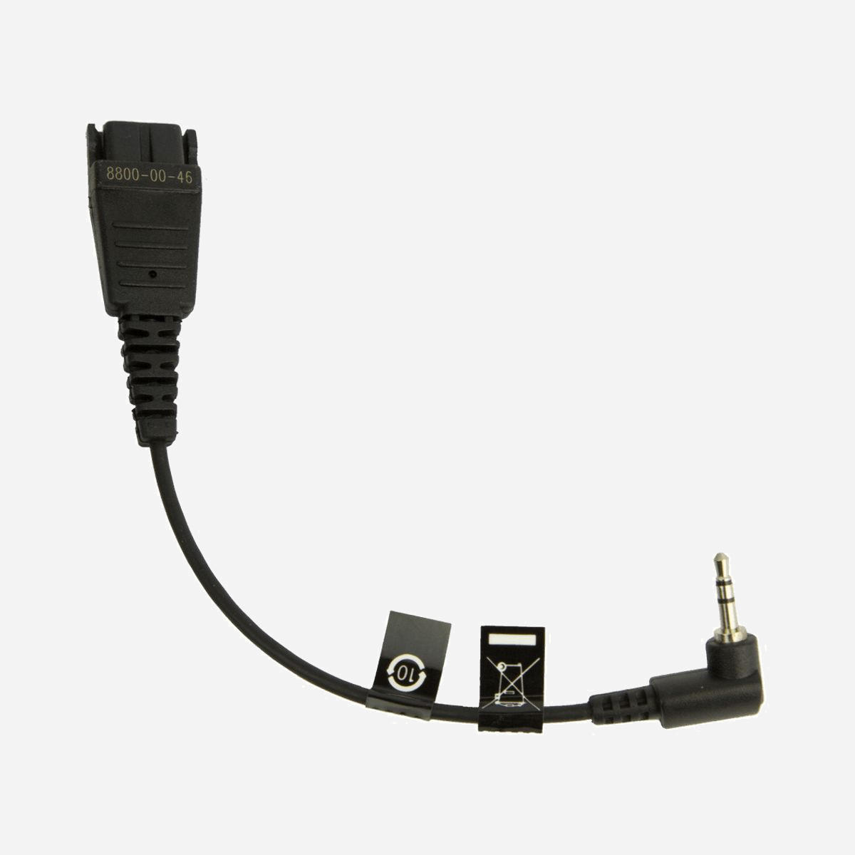 Câble Audio Jabra 8800-00-46 QD vers Jack 2.5mm, 0.15m, Noir - Connecteur QD Mâle, Connecteur Jack 2.5mm Mâle, Facteurs de Forme Droit/Courbe - Jabra 8800-00-46. Connecteur 1: QD, Genre de connecteur 1: Mâle, Connecteur 2: 2.5mm jack, Genre de connecteur 2: Mâle, Longueur de câble: 0,15 m, Couleur du produit: Noir