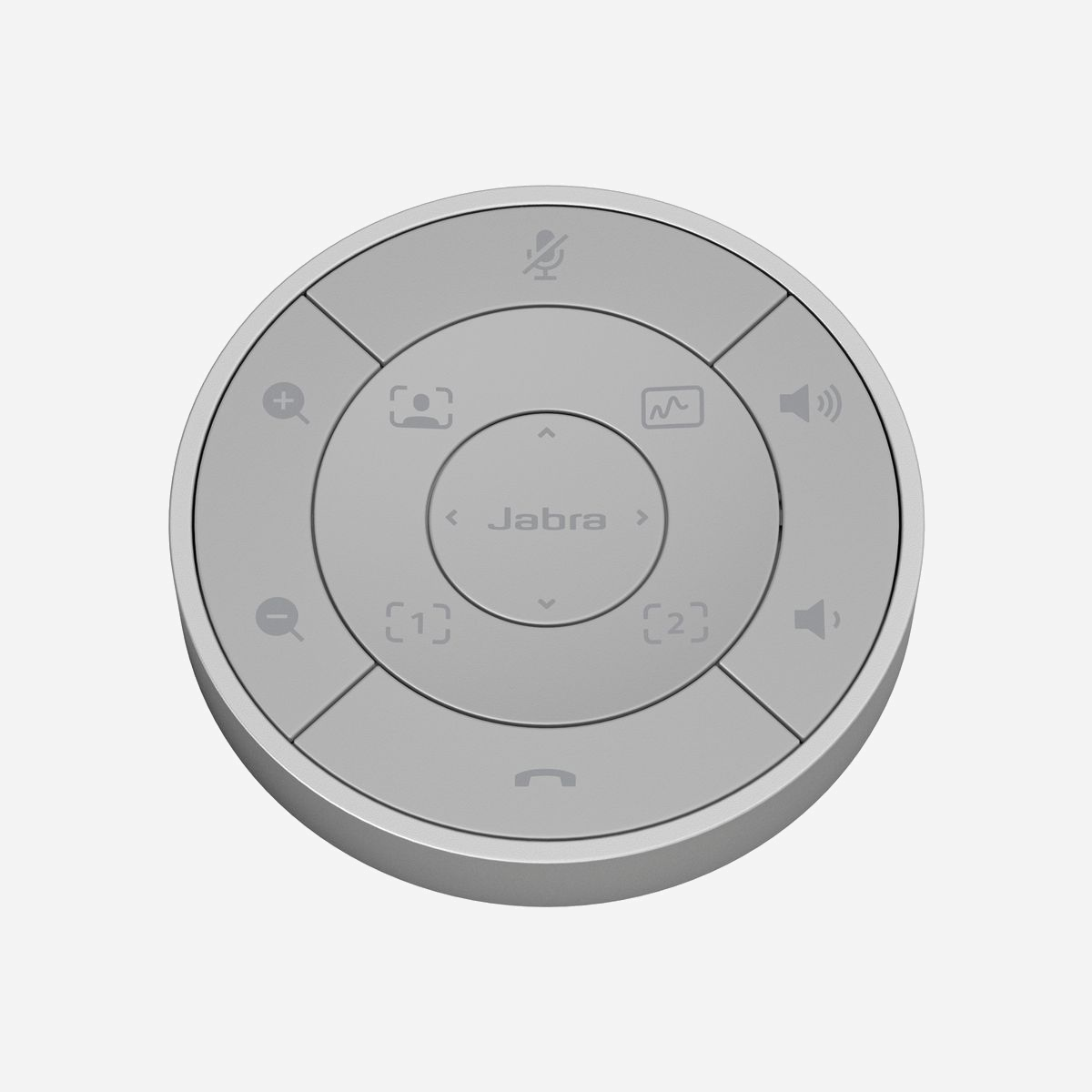 Jabra Télécommande PanaCast 50 (8211-209) Gris - Contrôle Bureau Panoramique/Orientation/Zoom - Largeur 77mm, Poids 148g - Contrôle à distance intuitif pour une utilisation en salle simplifiée. Accédez aux préréglages, gérez la fonction panoramique/orientation/zoom, ajustez le volume et effectuez d'autres réglages sans vous lever de votre siège.