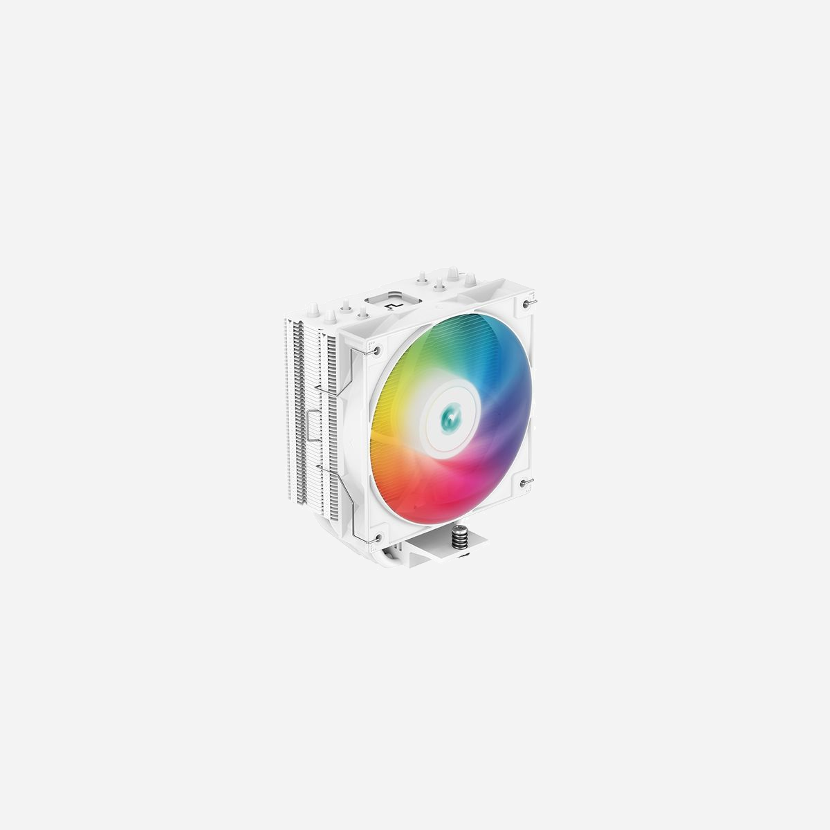DeepCool AG400 WH ARGB Ventirad CPU Blanc, 12cm, 500-2000 RPM, 75.89 CFM, 31.6 dB(A), HDB, Socket LGA1700/AM5/AM4, LED ARGB 3-pin - DeepCool AG400 WH ARGB. Diamètre du ventilateur: 12 cm, Vitesse de rotation (min): 500 tr/min, Vitesse de rotation (max): 2000 tr/min, Type de roulement: Palier hydrodynamique (HDB). Tension: 12 V. Largeur: 120 mm, Profondeur: 92 mm, Hauteur: 150 mm. Couleur du produit: Blanc