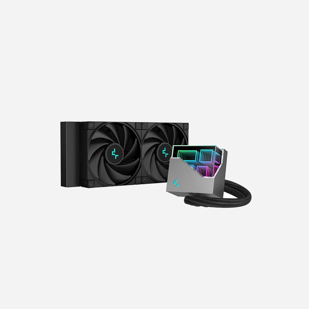 DeepCool LT520 Refroidisseur liquide AIO pour processeur, radiateur 282mm, 2x 120mm, 500-2250 tr/min, 85.85 CFM, 32.9 dB(A), sockets Intel/AMD - DeepCool LT520. Type: Refroidisseur de liquide tout-en-un, Diamètre du ventilateur: 12 cm, Pression d'air maximale: 3,27 mmH2O. Tension: 12 V. Couleur du produit: Noir