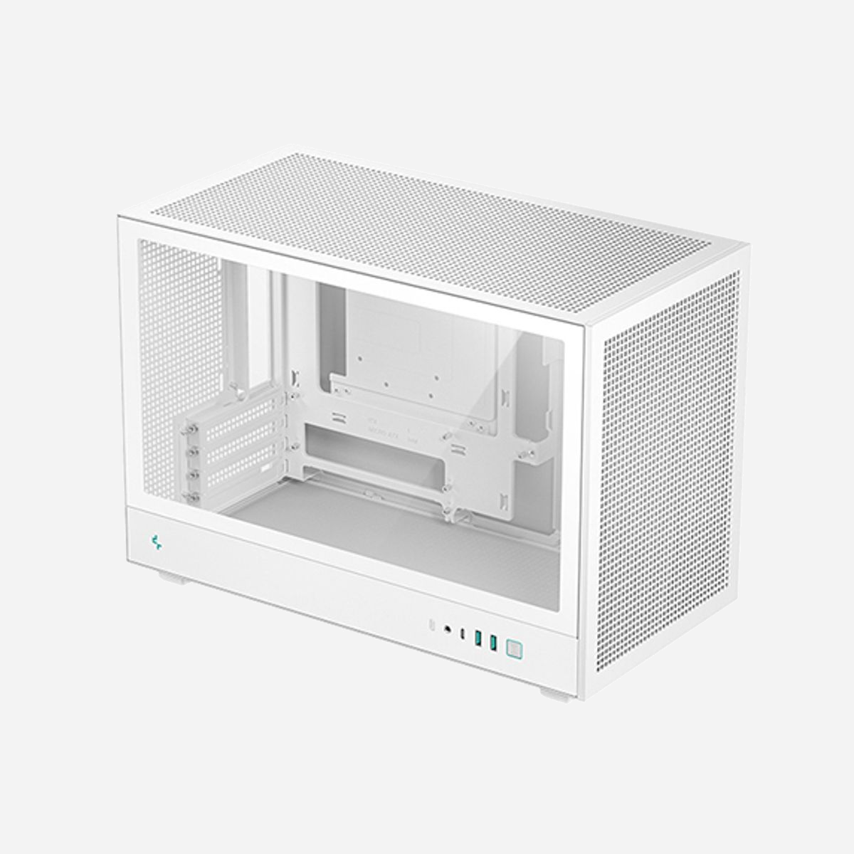 DeepCool CH260 Micro Tower Blanc - Boîtier PC Micro ATX / Mini-ITX, 1x3.5", 1x2.5", 4 slots, Ventirad 174mm, GPU 413mm, USB 3.2 Gen 1, USB Type-C, SPCC/ABS/Verre Trempé - DeepCool CH260. Format: Micro Tower, Type: PC, Couleur du produit: Blanc. Prise en charge des diamètres des ventilateurs avants: 120 mm, Pris en charge des diamètres des ventilateurs arrières: 120 mm, Pris en charge des diamètres des ventilateurs supérieurs: 120,140 mm. Largeur: 225 mm, Profondeur: 438 mm, Hauteur: 312,5 mm