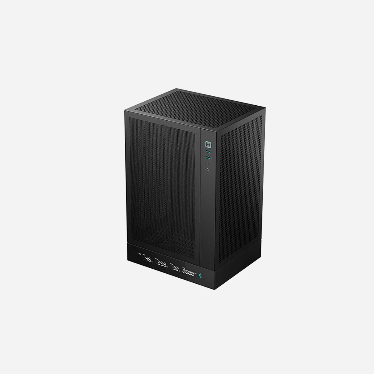 DeepCool R-CH170-BKNPI0D-G-1 Boîtier PC Tower Noir (ABS/SPCC) Mini-ATX, 1x 3.5", 1x 2.5", USB 3.2, USB-C, Écran LED, Vent. 120mm, ATX/PS2/SFX/SFX-L - DeepCool R-CH170-BKNPI0D-G-1. Format: Tower, Type: PC, Couleur du produit: Noir. Facteurs de forme d'alimentation pris en charge: ATX, PS2, SFX, SFX-L. Type d'écran: LED. Pris en charge des diamètres des ventilateurs latérals: 120 mm, Pris en charge des diamètres des ventilateurs arrières: 120 mm, Pris en charge des diamètres des ventilateurs supérieurs: 120 mm. Tailles de disques durs supportées: 3.5", Facteur de forme SSD: 2.5"