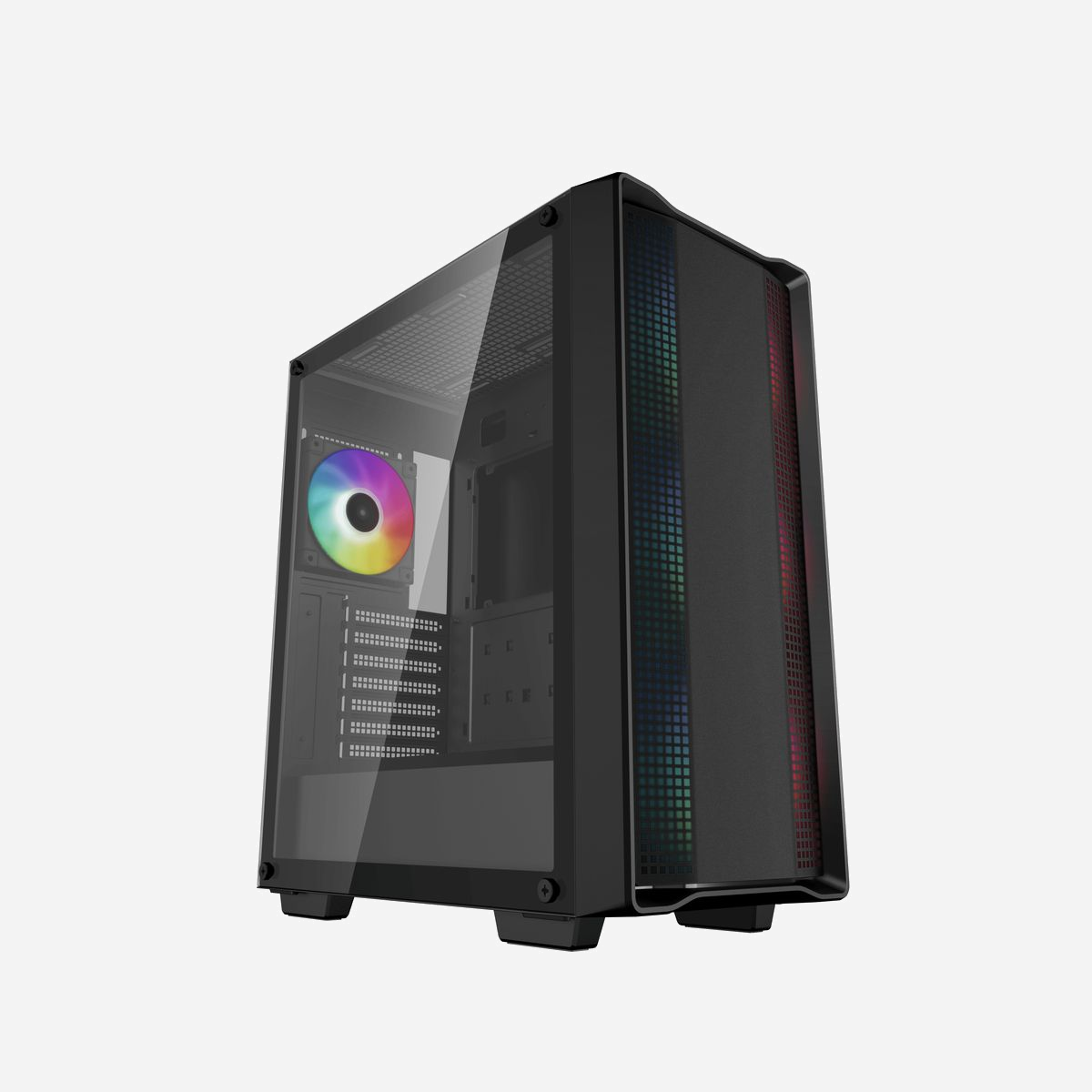 DeepCool CC560 ARGB V2 Midi Tower Noir - Boîtier PC ATX/micro ATX/Mini-ITX, 4 ventilateurs (3x120mm avant ARGB, 1x120mm arrière), USB 3.2 Gen 1 - DeepCool CC560 ARGB V2. Format: Midi Tower, Type: PC, Couleur du produit: Noir. Emplacement d'alimentation: Bas, Facteurs de forme d'alimentation pris en charge: ATX. Ventilateurs installés avant: 3x 120 mm, Prise en charge des diamètres des ventilateurs avants: 120,140 mm, Ventilateurs arrières installés: 1x 120 mm. Tailles de disques durs supportées: 2.5,3.5", Facteur de forme SSD: 2.5". Largeur: 215 mm, Profondeur: 432 mm, Hauteur: 483 mm