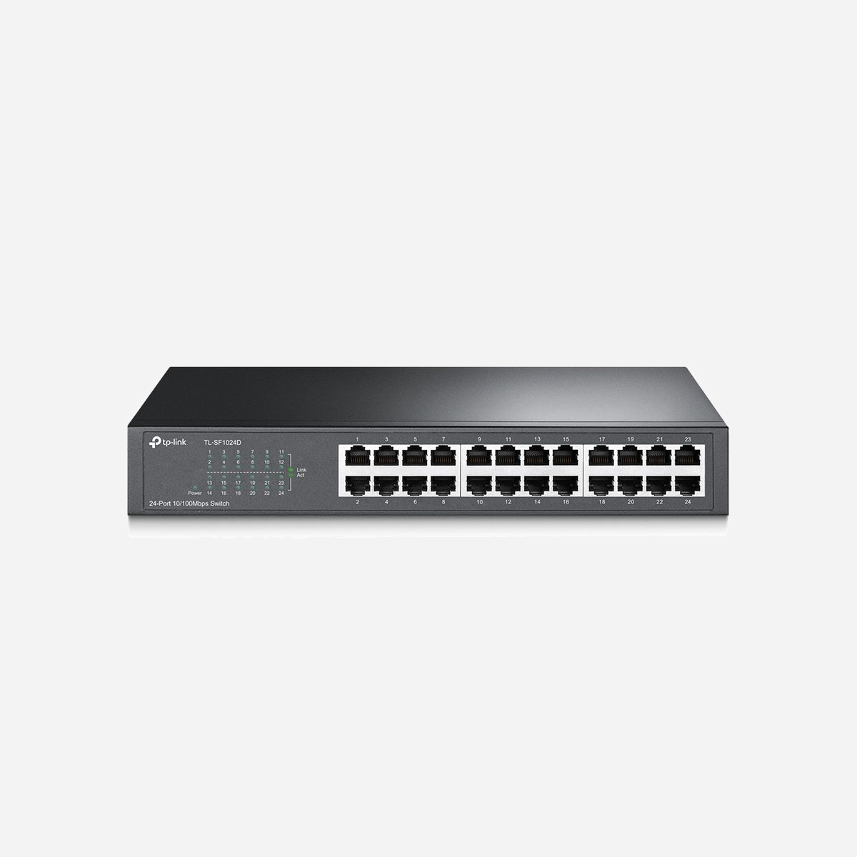 TP-Link TL-SF1024D - Commutateur Fast Ethernet Non-géré 24 ports RJ-45 10/100 Mbps, 4.8 Gbit/s, 8000 MAC, Boîtier Métal, Montage Rack - TP-Link TL-SF1024D. Type de commutateur: Non-géré. Type de port Ethernet RJ-45 de commutation de base: Fast Ethernet (10/100), Quantité de ports Ethernet RJ-45 de commutation de base: 24. Répertoire MAC: 8000 entrées, Capacité de commutation: 4,8 Gbit/s. Standards réseau: IEEE 802.3i, IEEE 802.3u, IEEE 802.3x. Connecteur d'alimentation: Prise d’entrée AC. Grille de montage