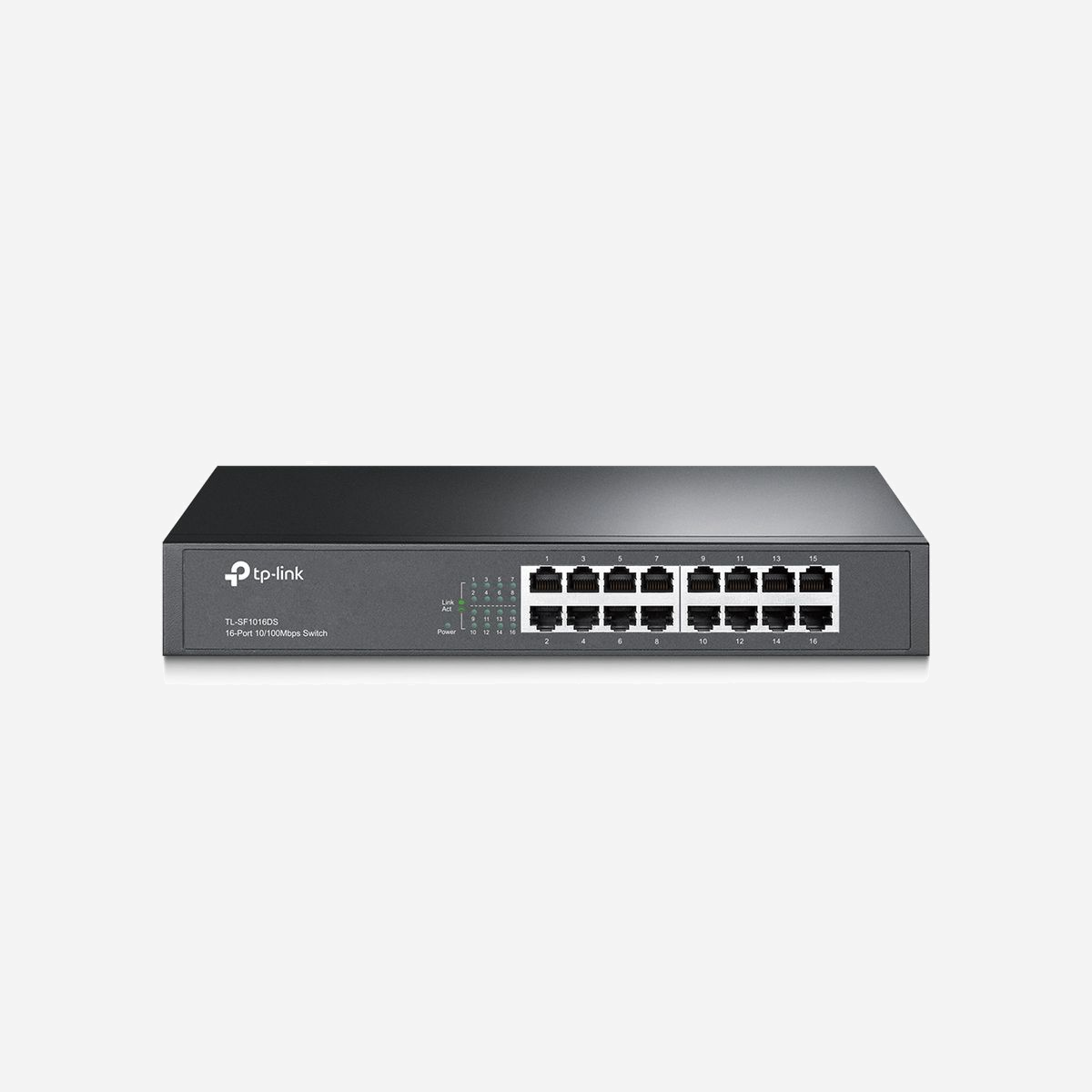 TP-Link TL-SF1016DS Commutateur Fast Ethernet Non-Géré 16 ports RJ45 10/100, 3.2 Gbit/s, MAC 8K, Format 1U, Standards IEEE 802.3i/u/x - TP-Link TL-SF1016DS. Type de commutateur: Non-géré. Type de port Ethernet RJ-45 de commutation de base: Fast Ethernet (10/100), Quantité de ports Ethernet RJ-45 de commutation de base: 16. Répertoire MAC: 8000 entrées, Capacité de commutation: 3,2 Gbit/s. Standards réseau: IEEE 802.3i, IEEE 802.3u, IEEE 802.3x. Grille de montage, Format: 1U