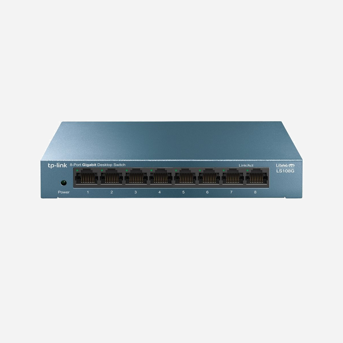TP-Link LS108G-V1 Switch Non-Géré 8 Ports Gigabit Ethernet (10/100/1000) RJ-45, 16 Gbit/s, 4000 MAC, QoS, IEEE 802.3x, DC-in, Bleu - TP-Link LS108G. Type de commutateur: Non-géré. Type de port Ethernet RJ-45 de commutation de base: Gigabit Ethernet (10/100/1000), Quantité de ports Ethernet RJ-45 de commutation de base: 8. Répertoire MAC: 4000 entrées, Capacité de commutation: 16 Gbit/s. Standards réseau: IEEE 802.1p, IEEE 802.3ab, IEEE 802.3i, IEEE 802.3u, IEEE 802.3x. Connecteur d'alimentation: DC-in jack